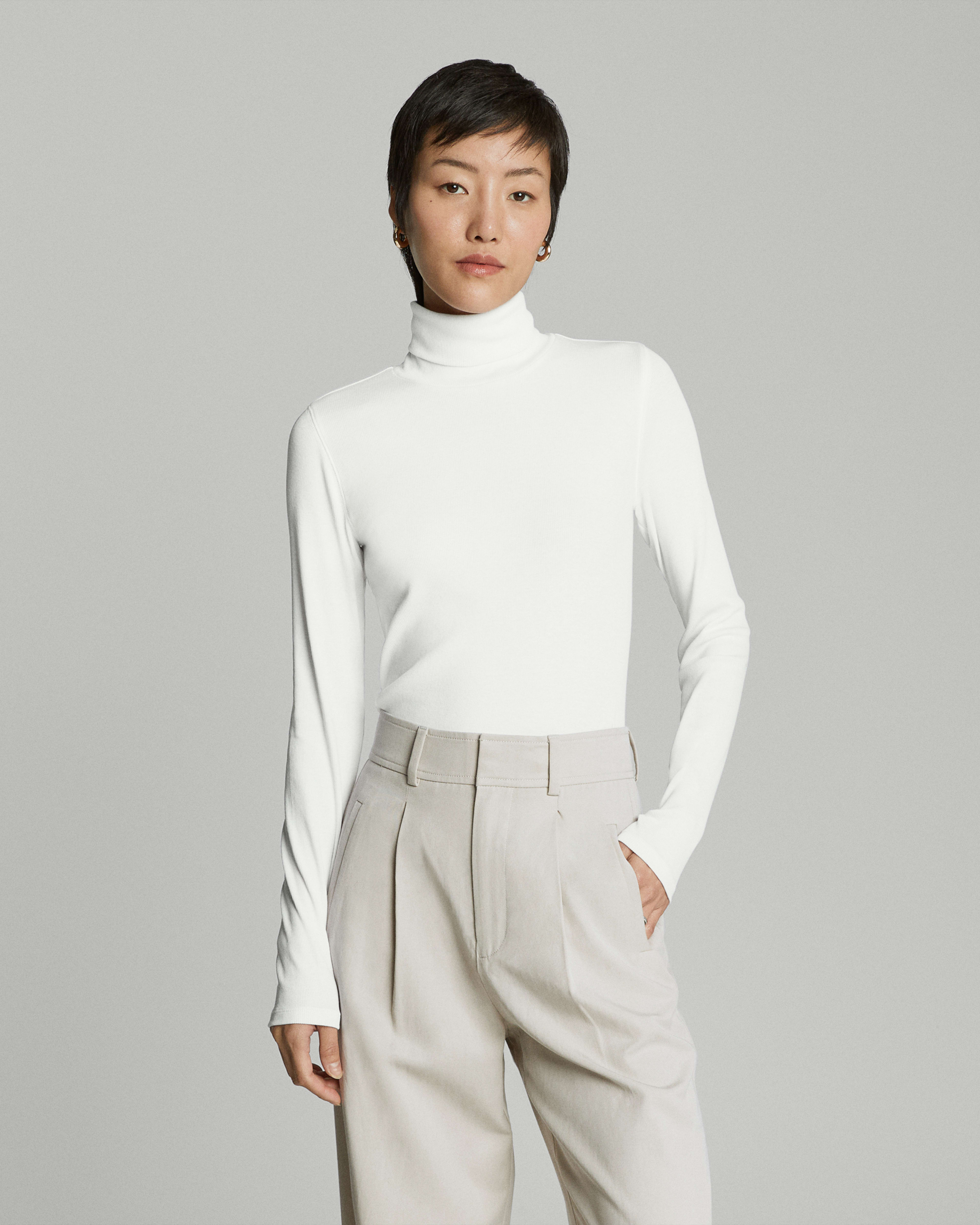 The Supima® Micro-Rib Turtleneck White – Everlane