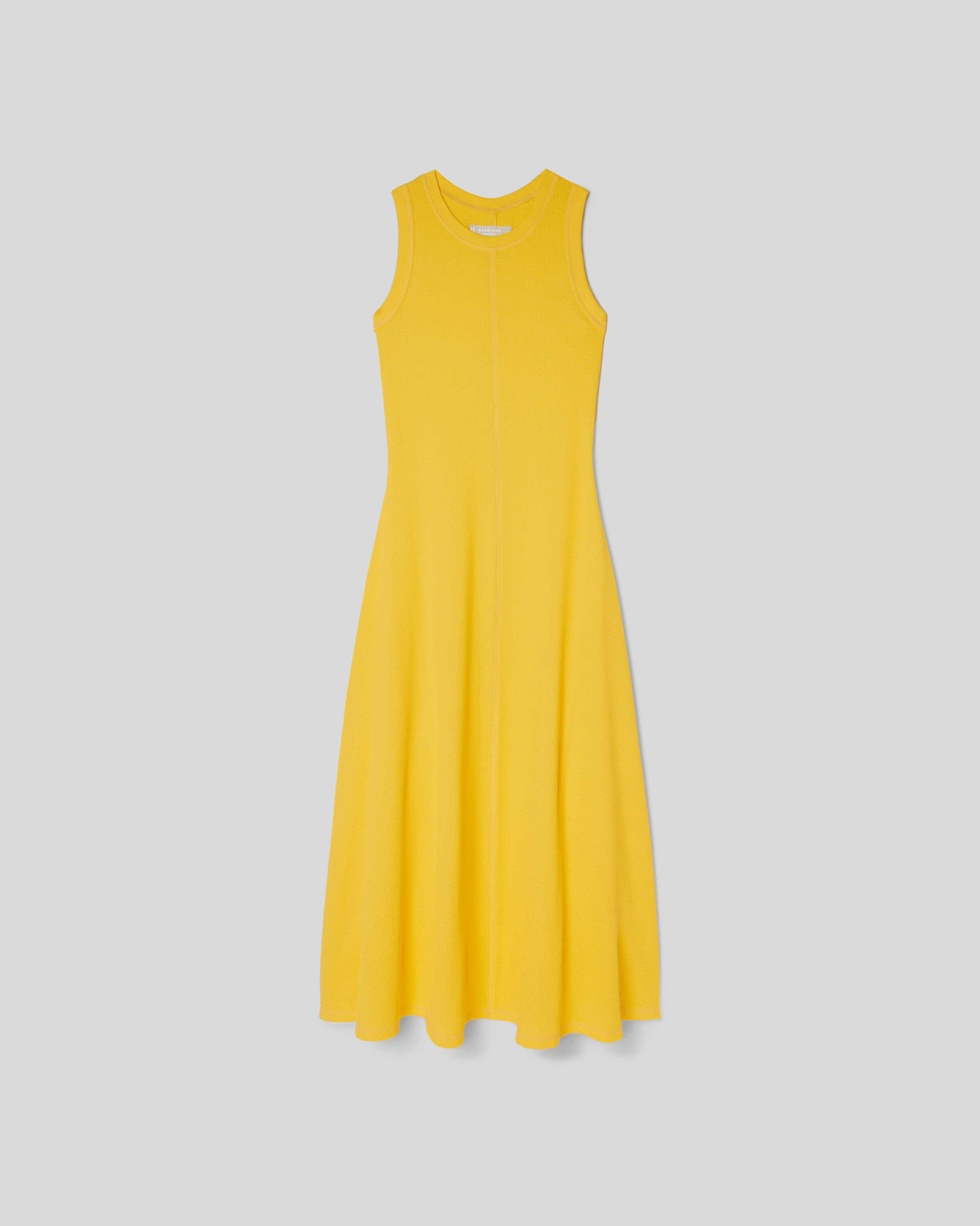 The Organic Cotton Waffle Tank Dress High Visibility Yellow – Everlane