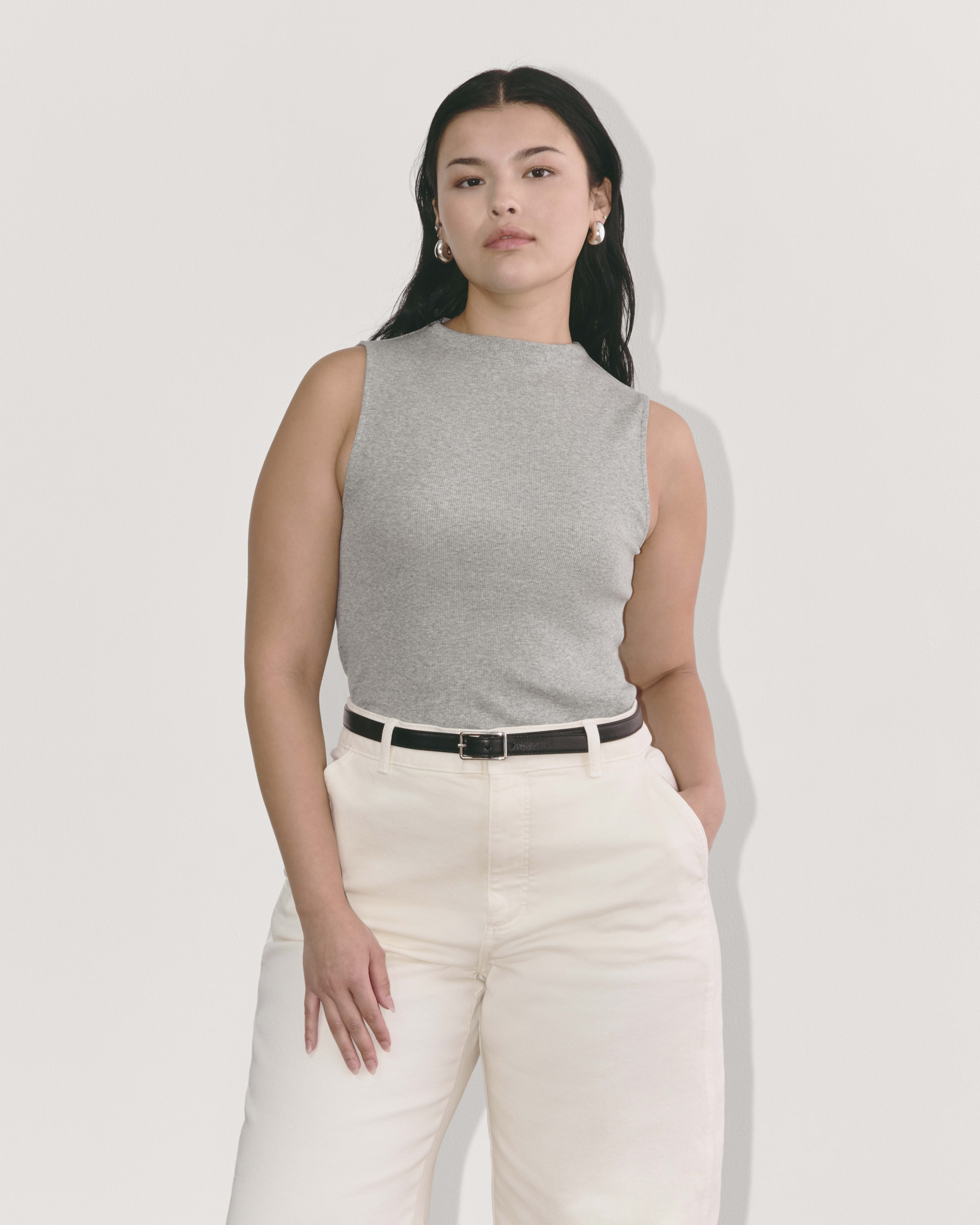 The Ribbed Mockneck Tank Sage Green Everlane