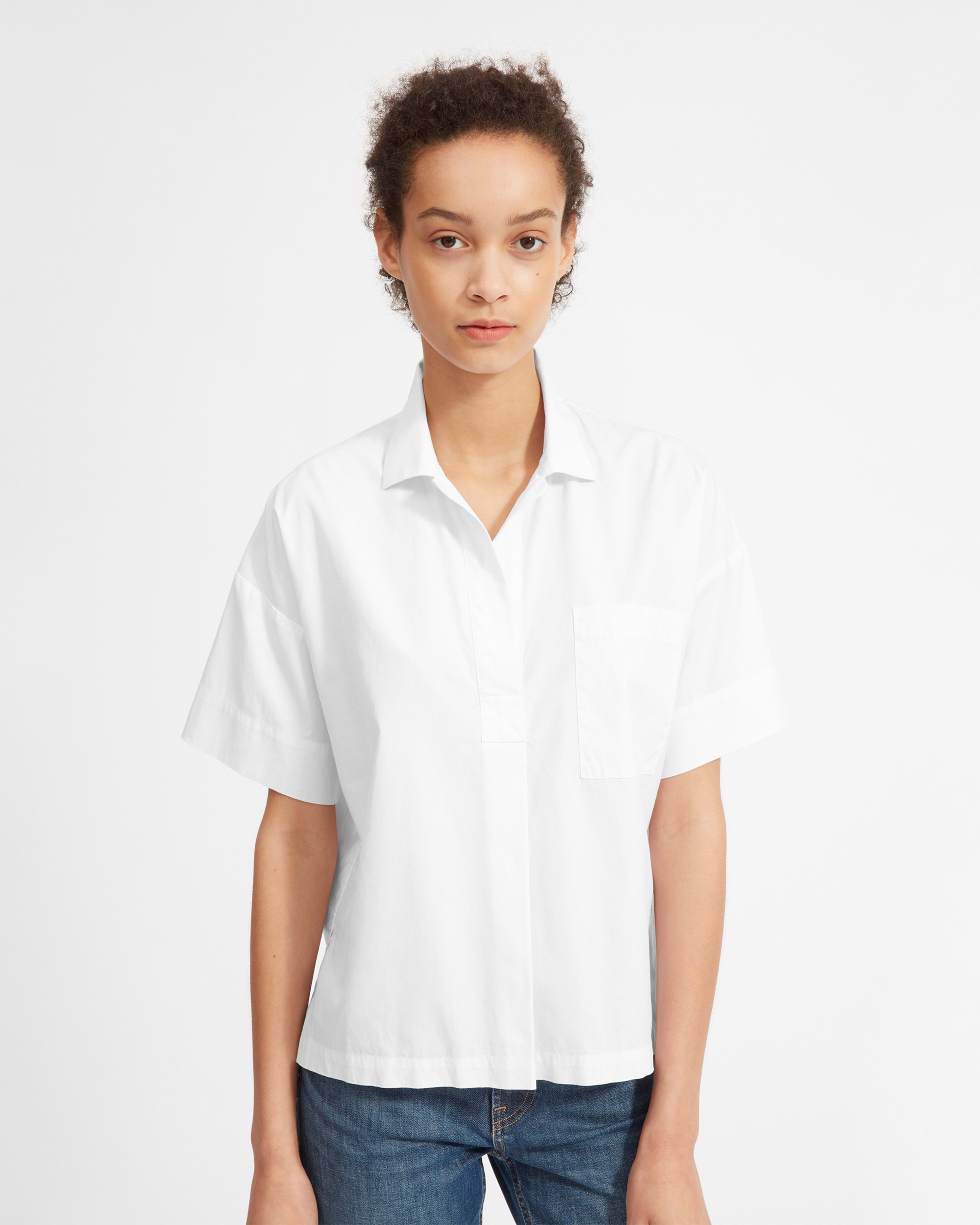 The Cotton ShortSleeve Popover Shirt White Everlane