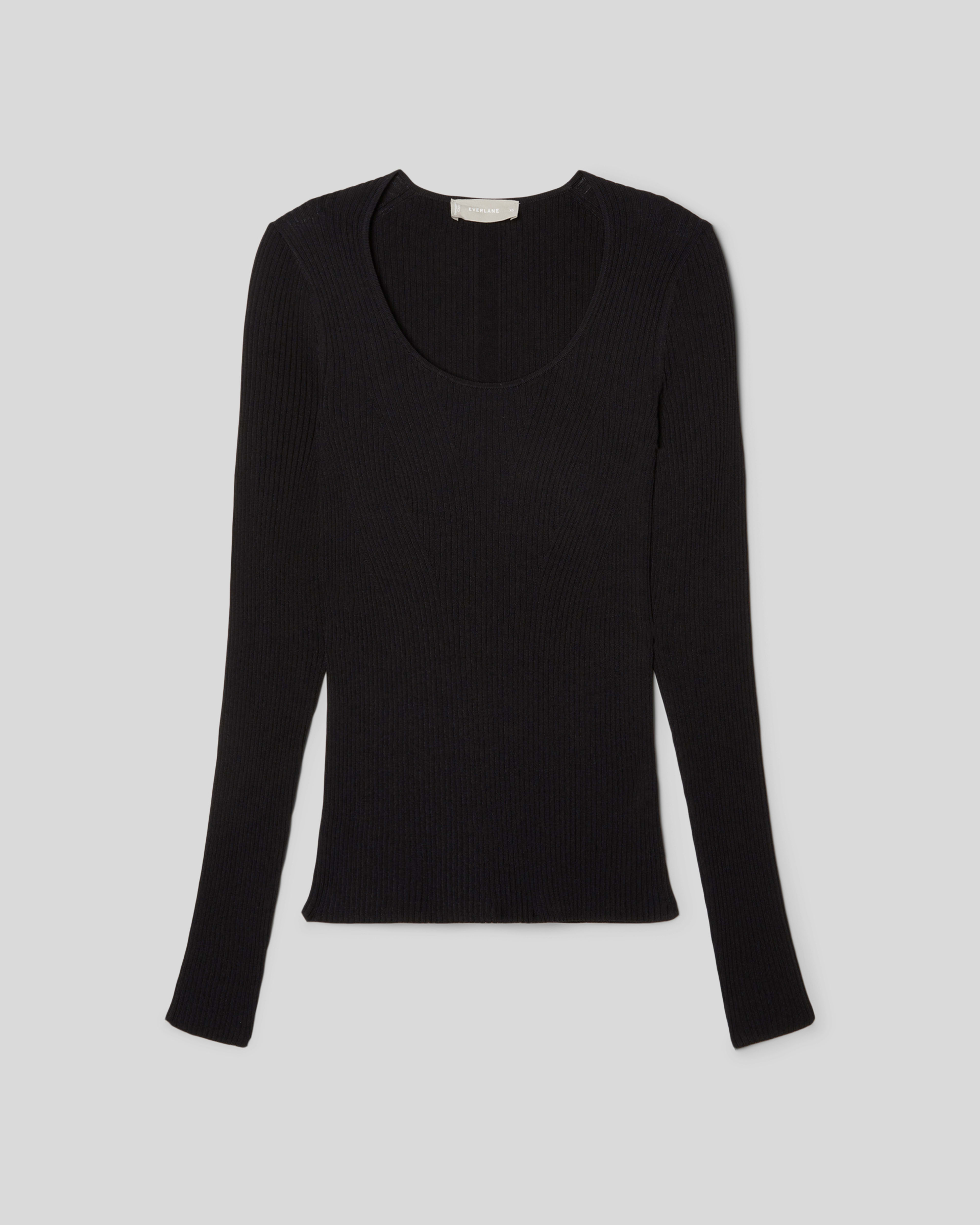 The Ribbed Scoop-Neck Sweater Black – Everlane