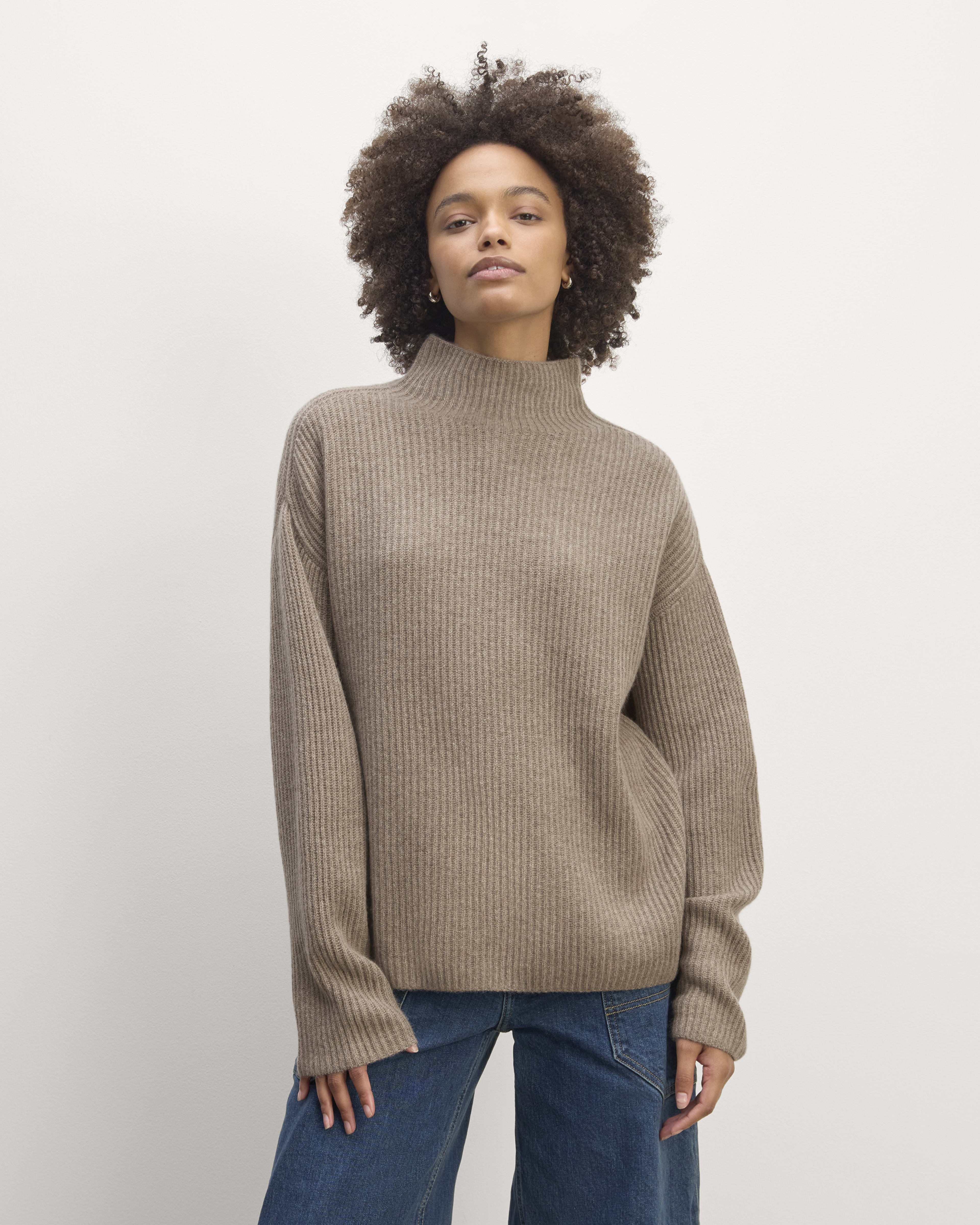 The Good Merino Wool Mockneck Sweater Light Camel Everlane