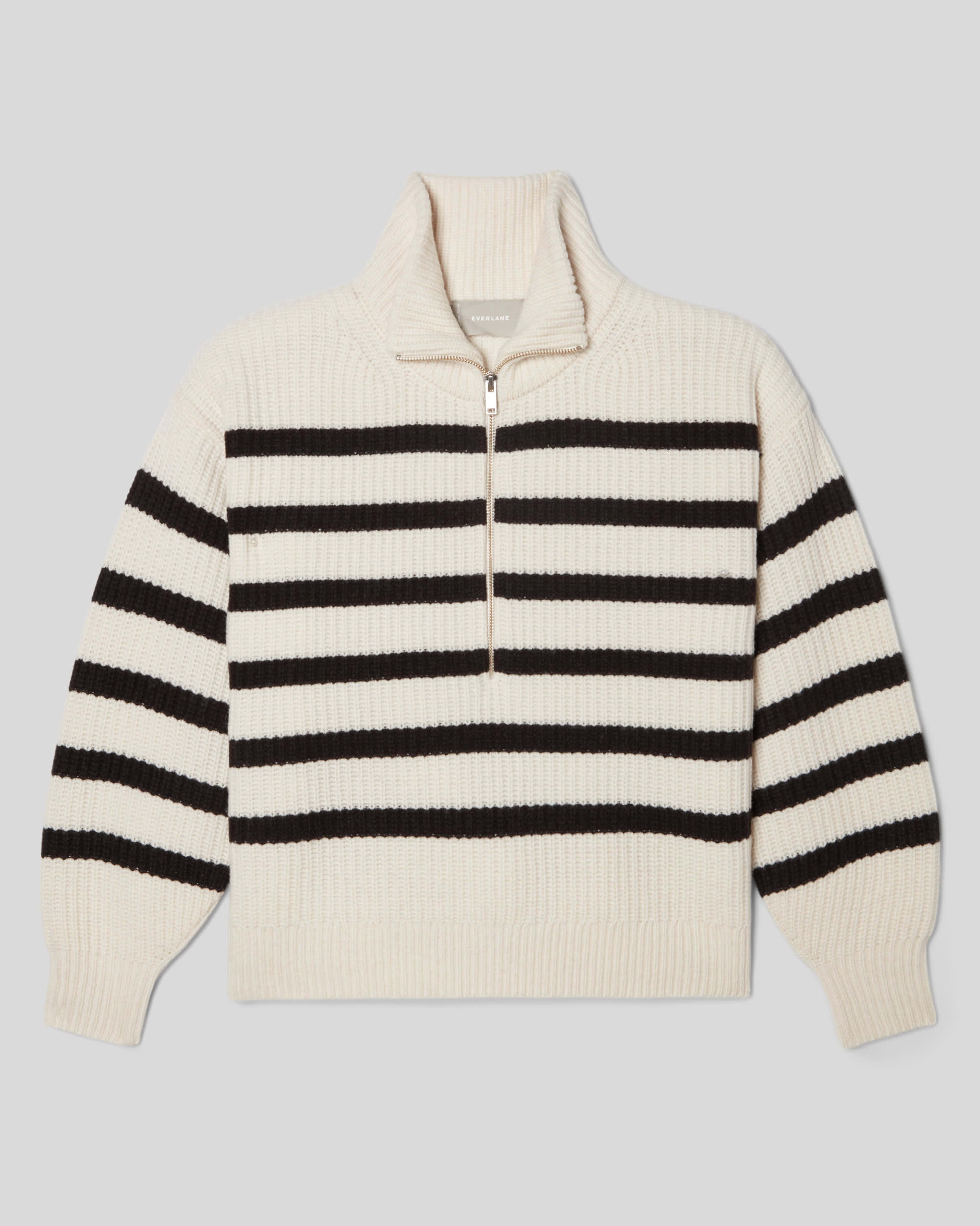 The Felted Merino Half-Zip Sweater Black / Bone – Everlane