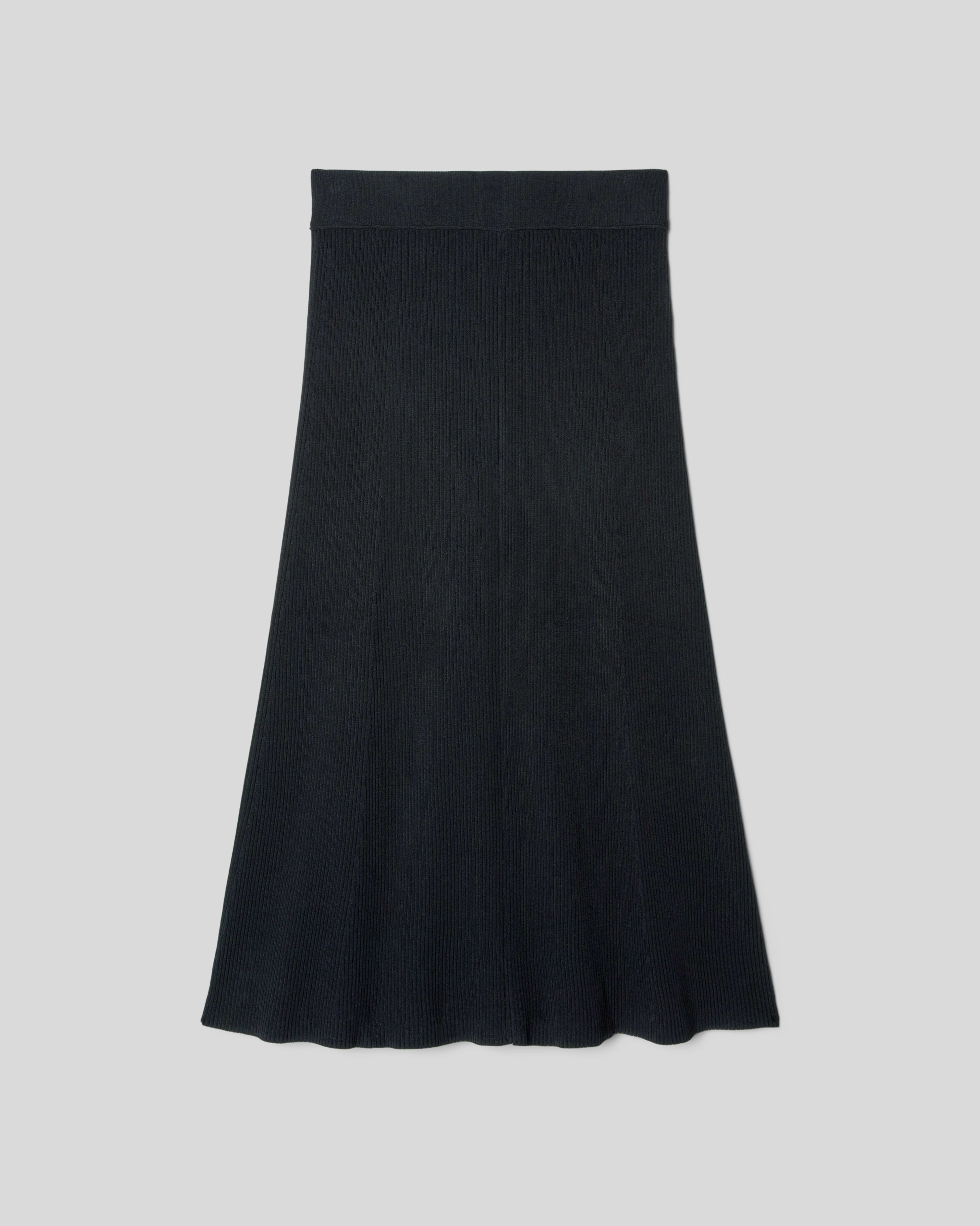 The Ribbed Knit Skirt Black Everlane