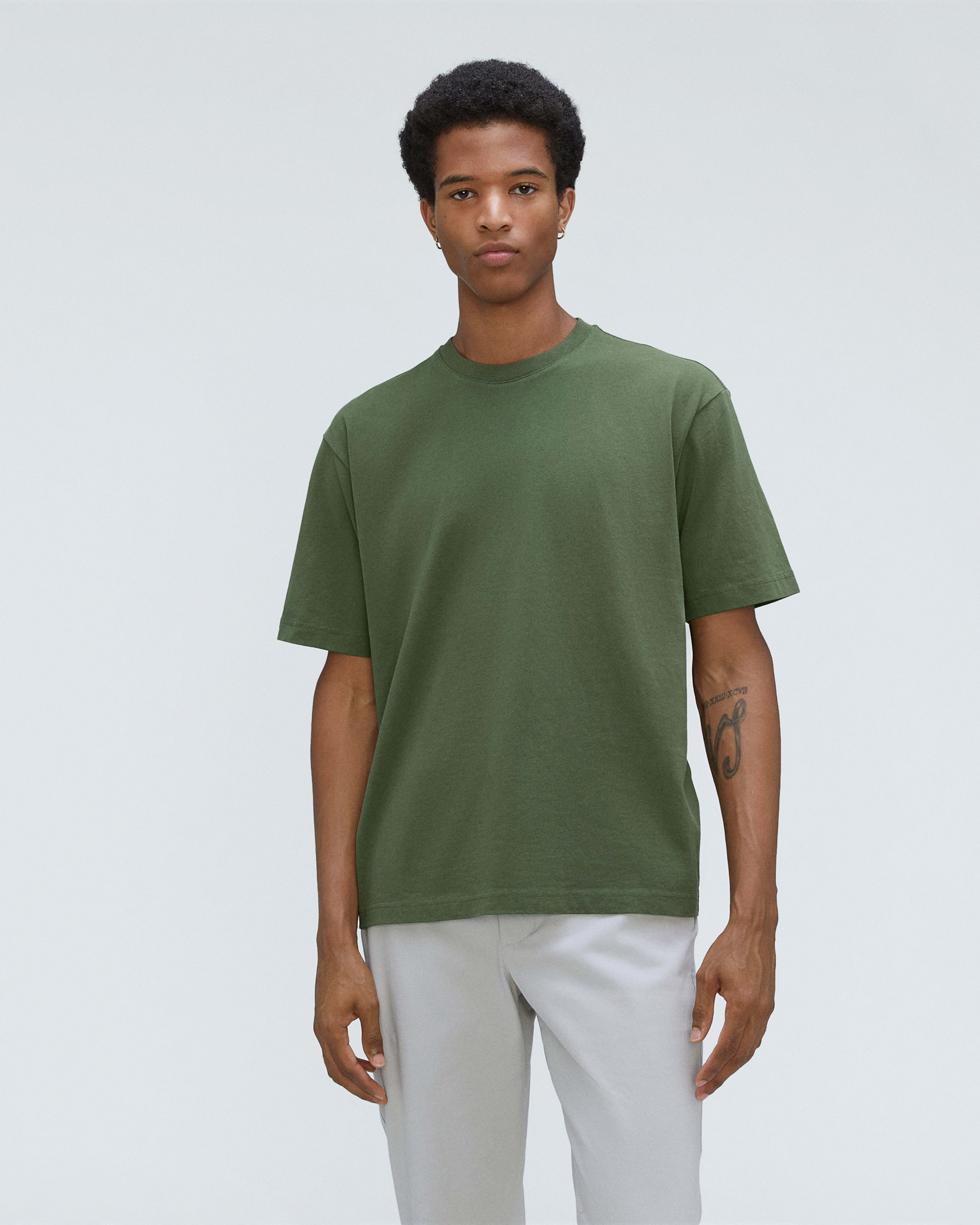 The Premium-Weight Relaxed Crew | Uniform Forest Green – Everlane