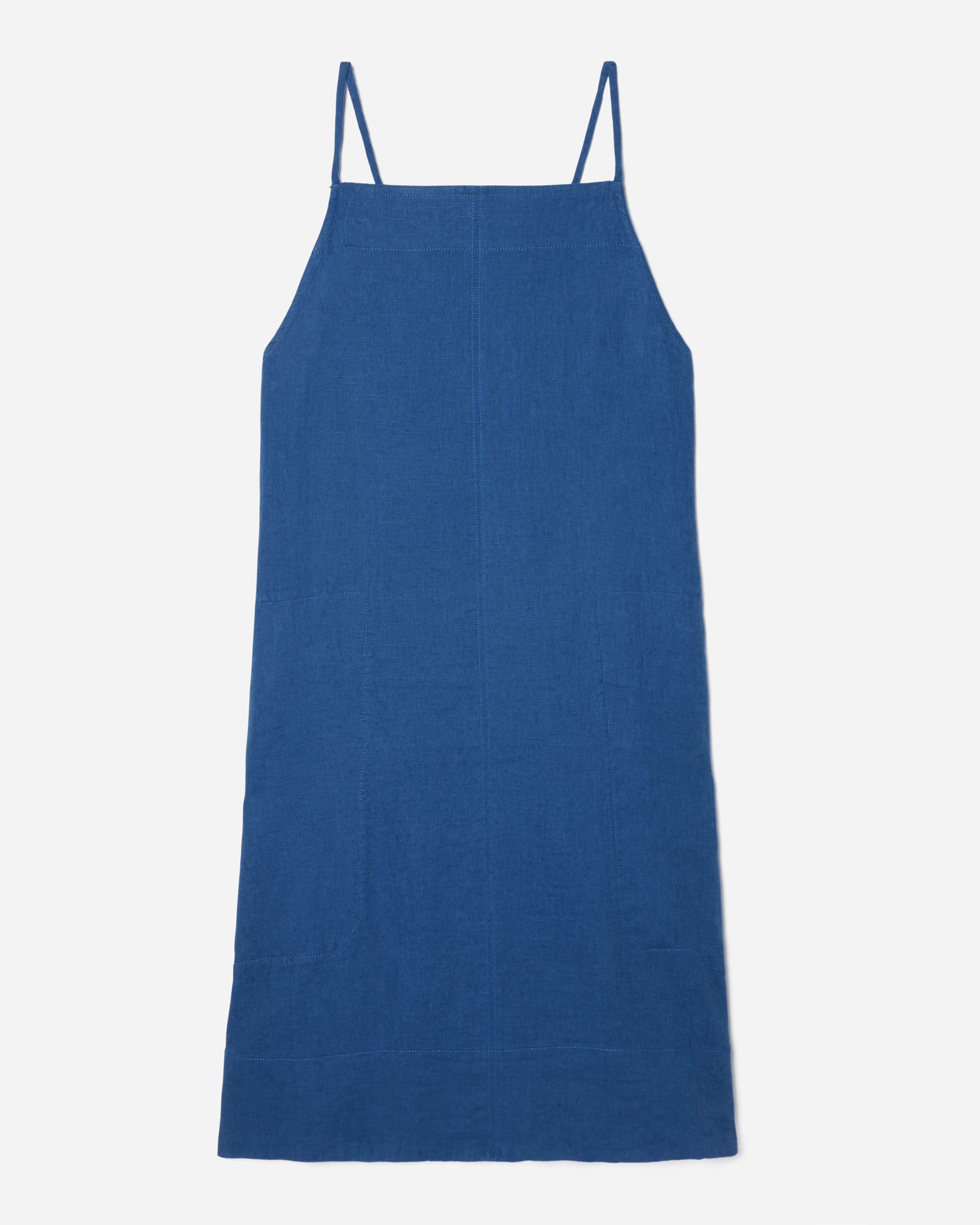 The Linen Apron Dress Deep Blue – Everlane