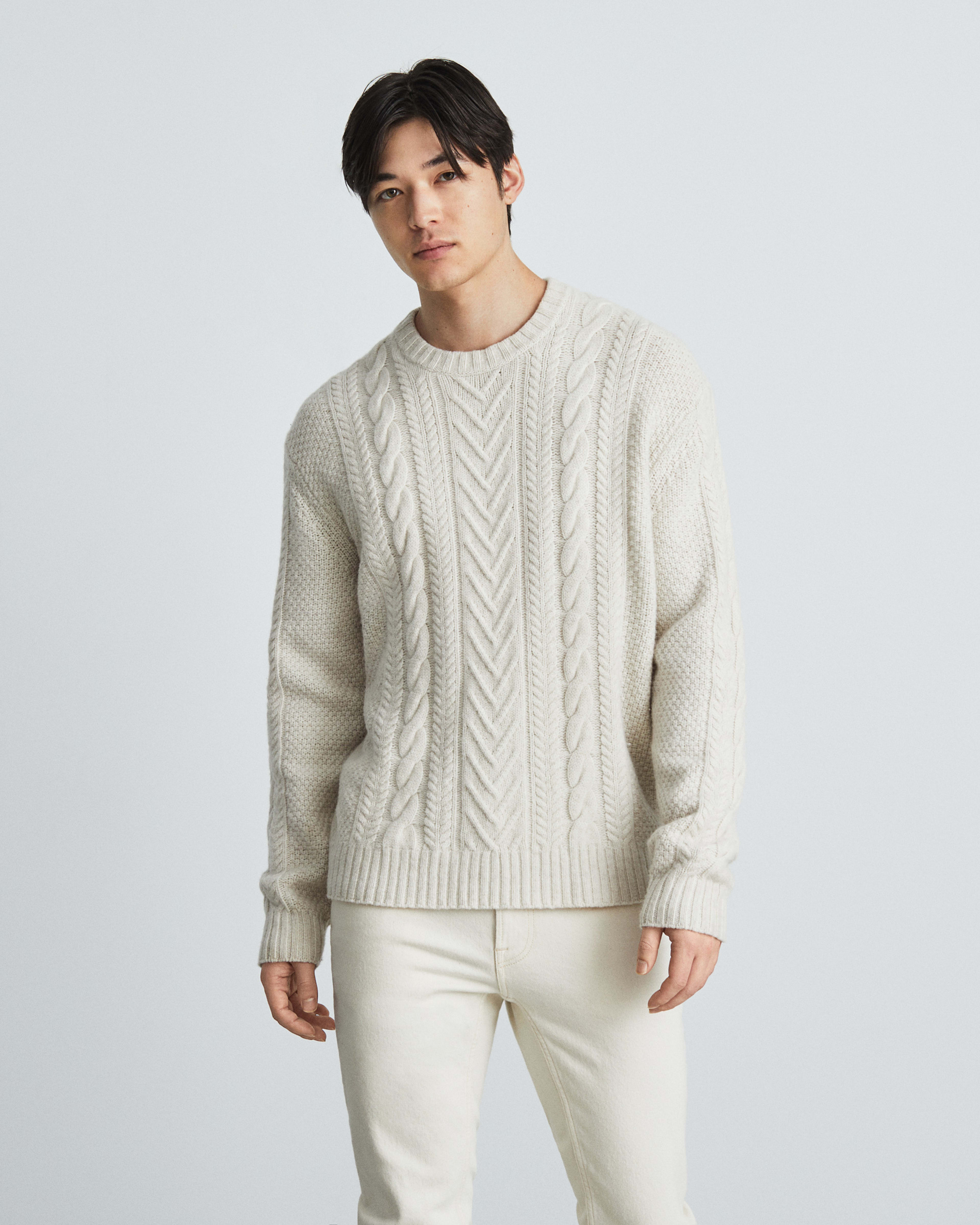 Men's Merino Cable Knit Crewe Sweater