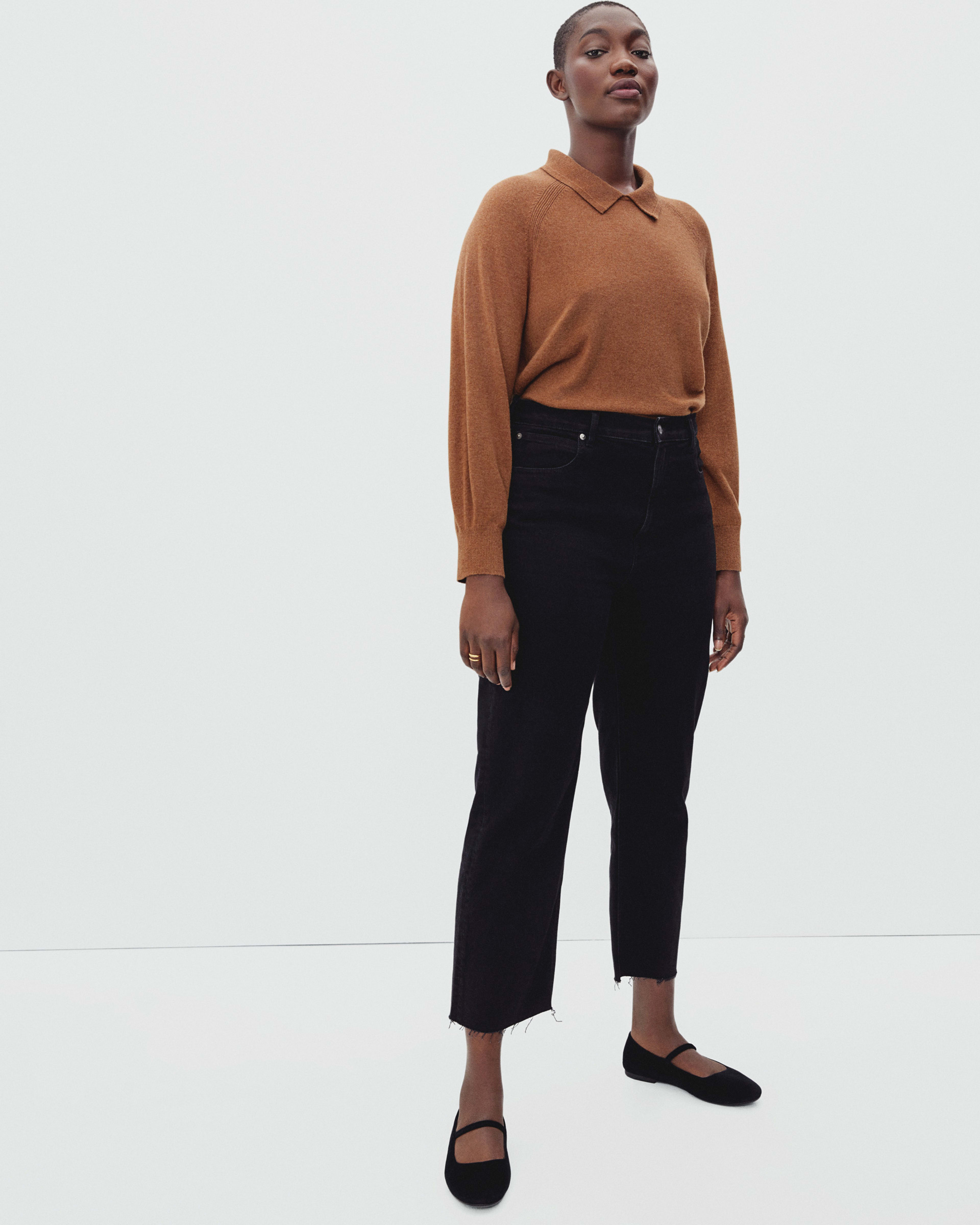 The Cashmere Collared Sweater Pecan – Everlane