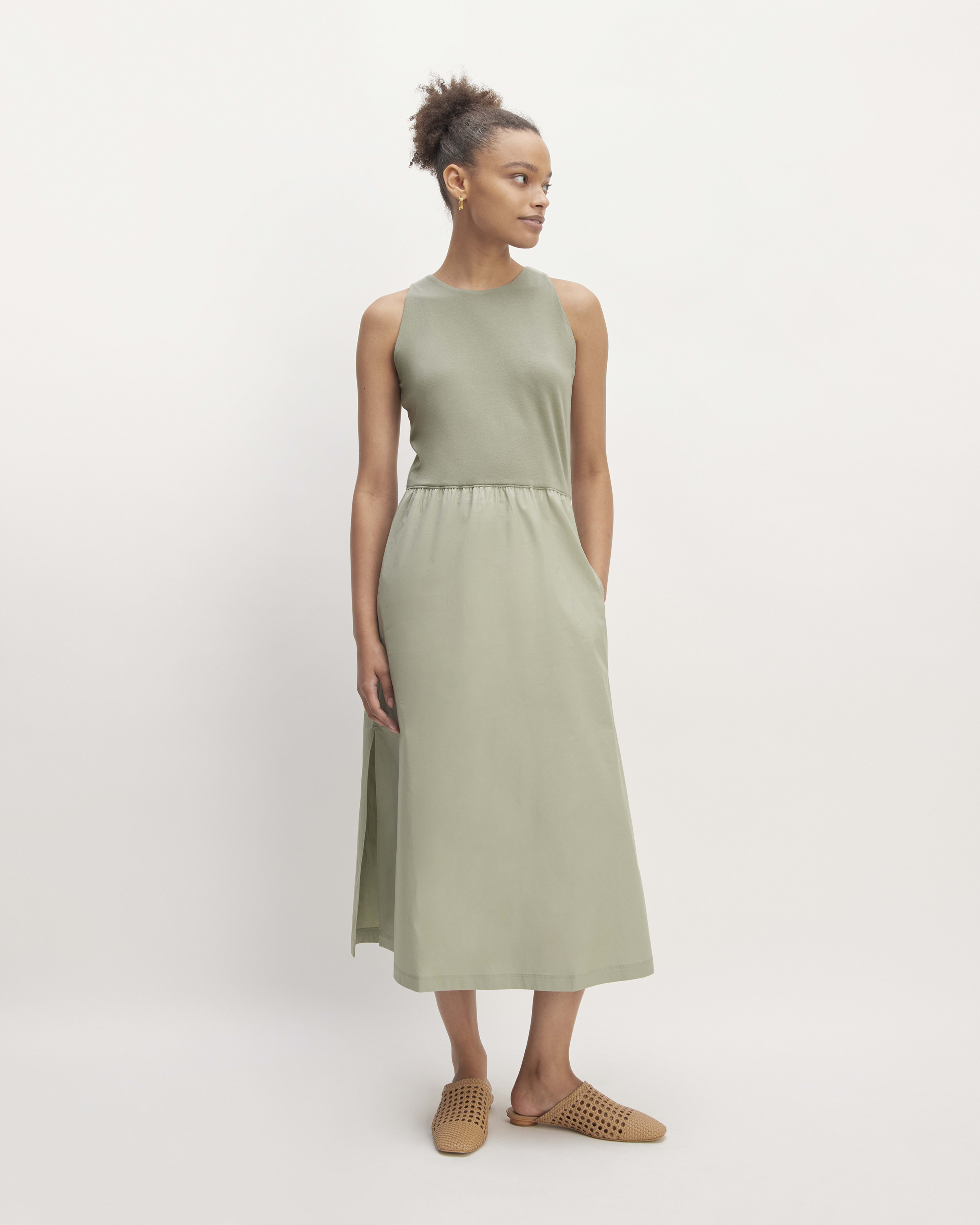 Sage green tea length dress on sale