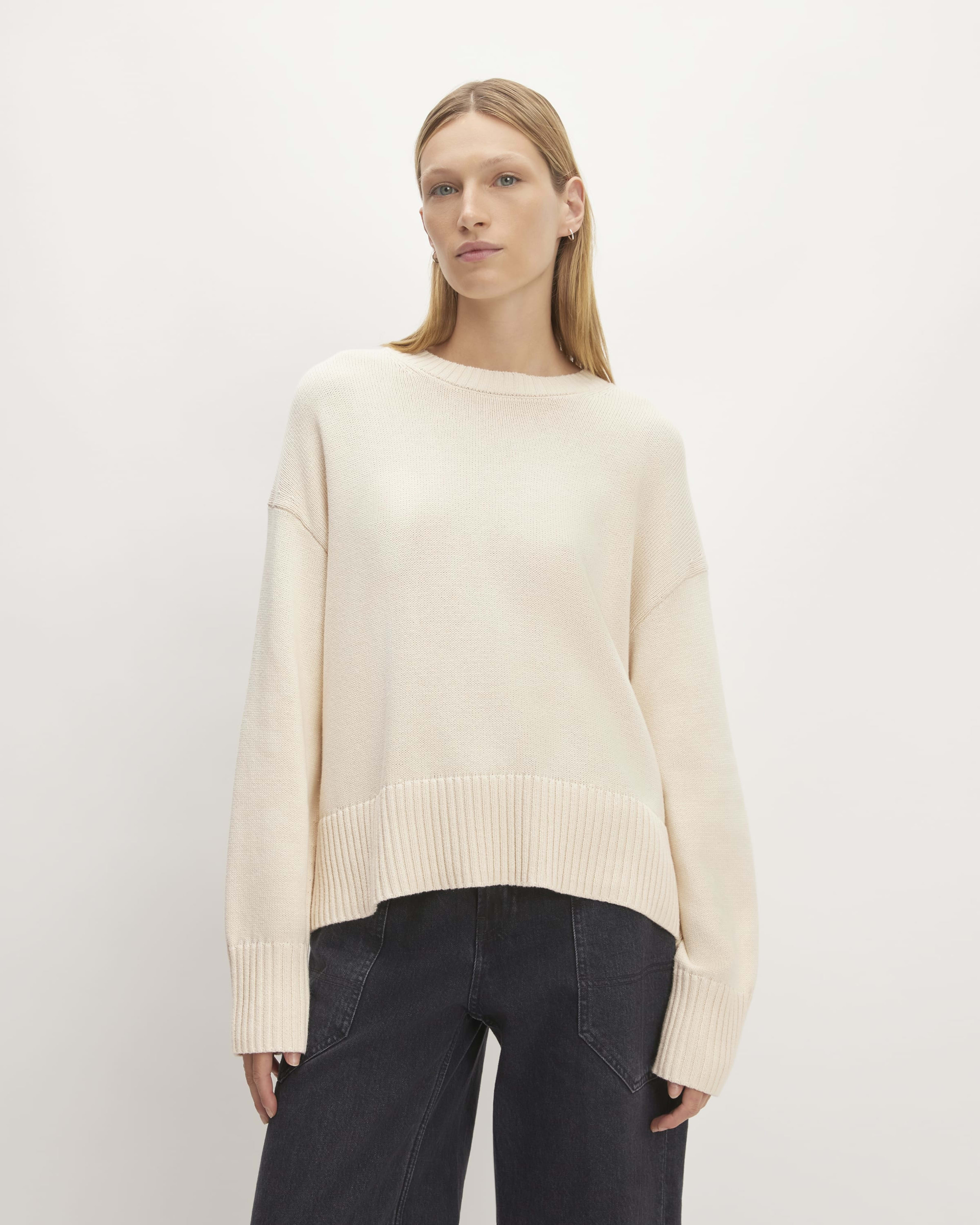 The Organic Cotton Crew Sweater Navy – Everlane