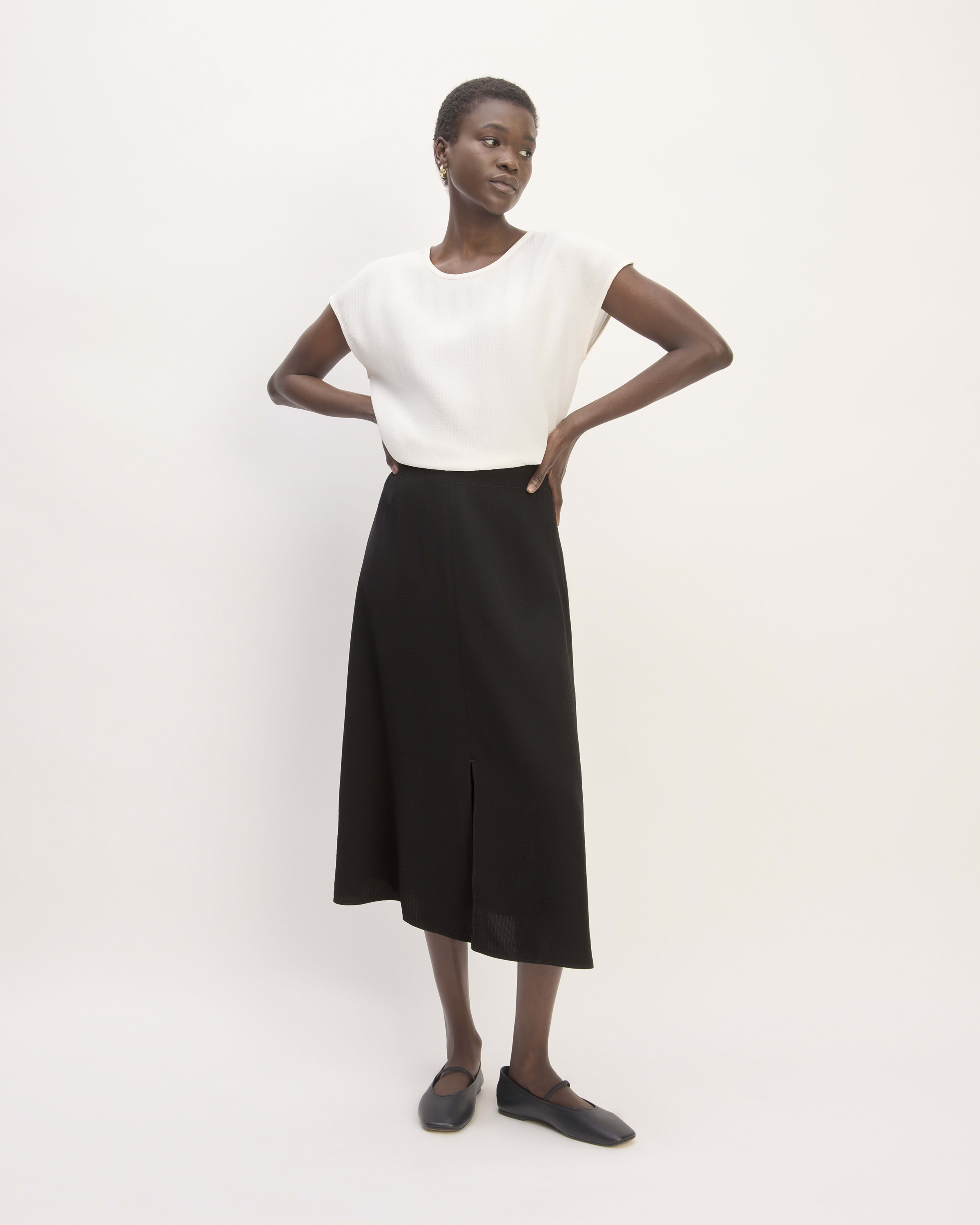 The Organic Cotton Sweater Midi Skirt Black Everlane