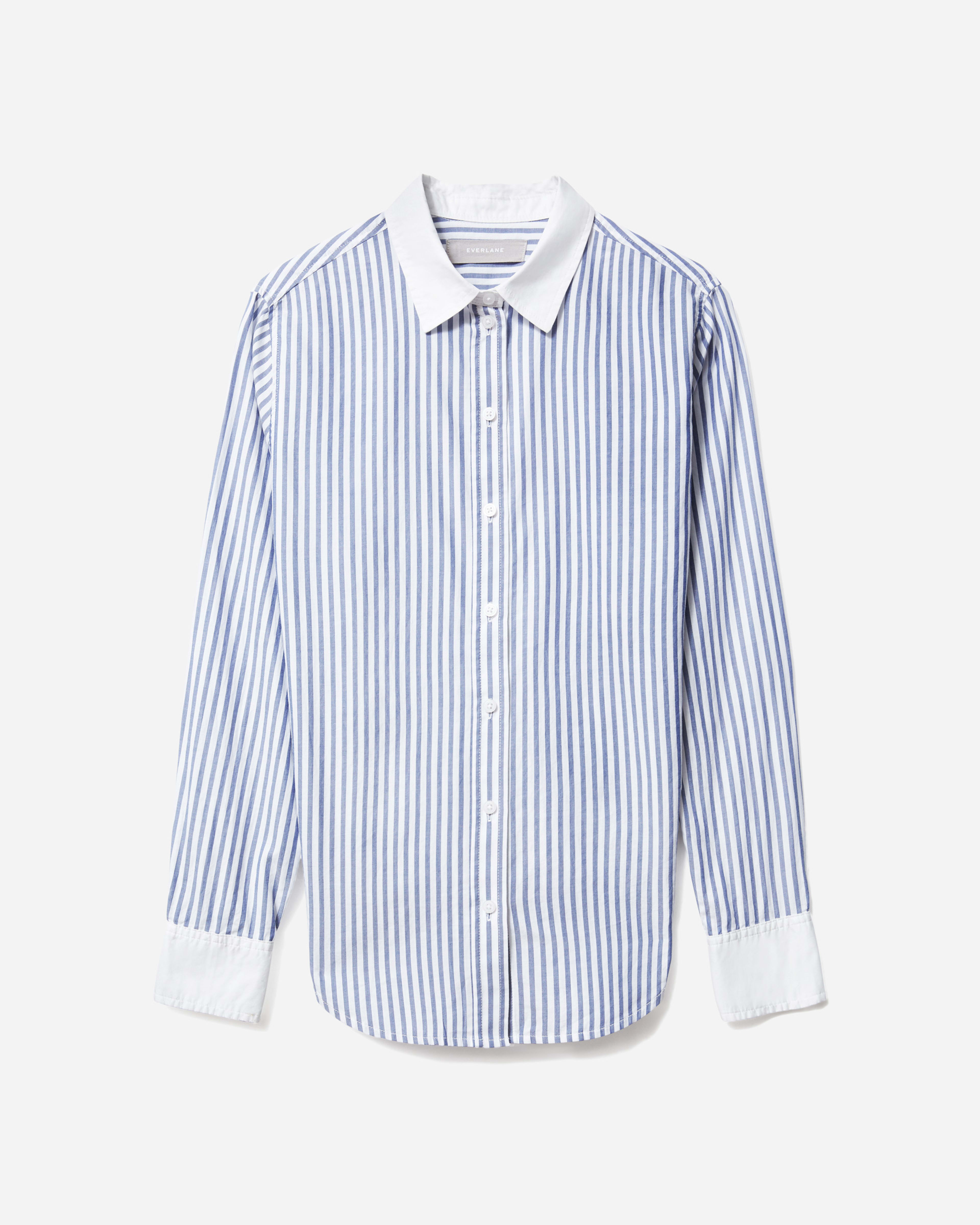 The Silky Cotton Relaxed Shirt Mariner Blue / White – Everlane