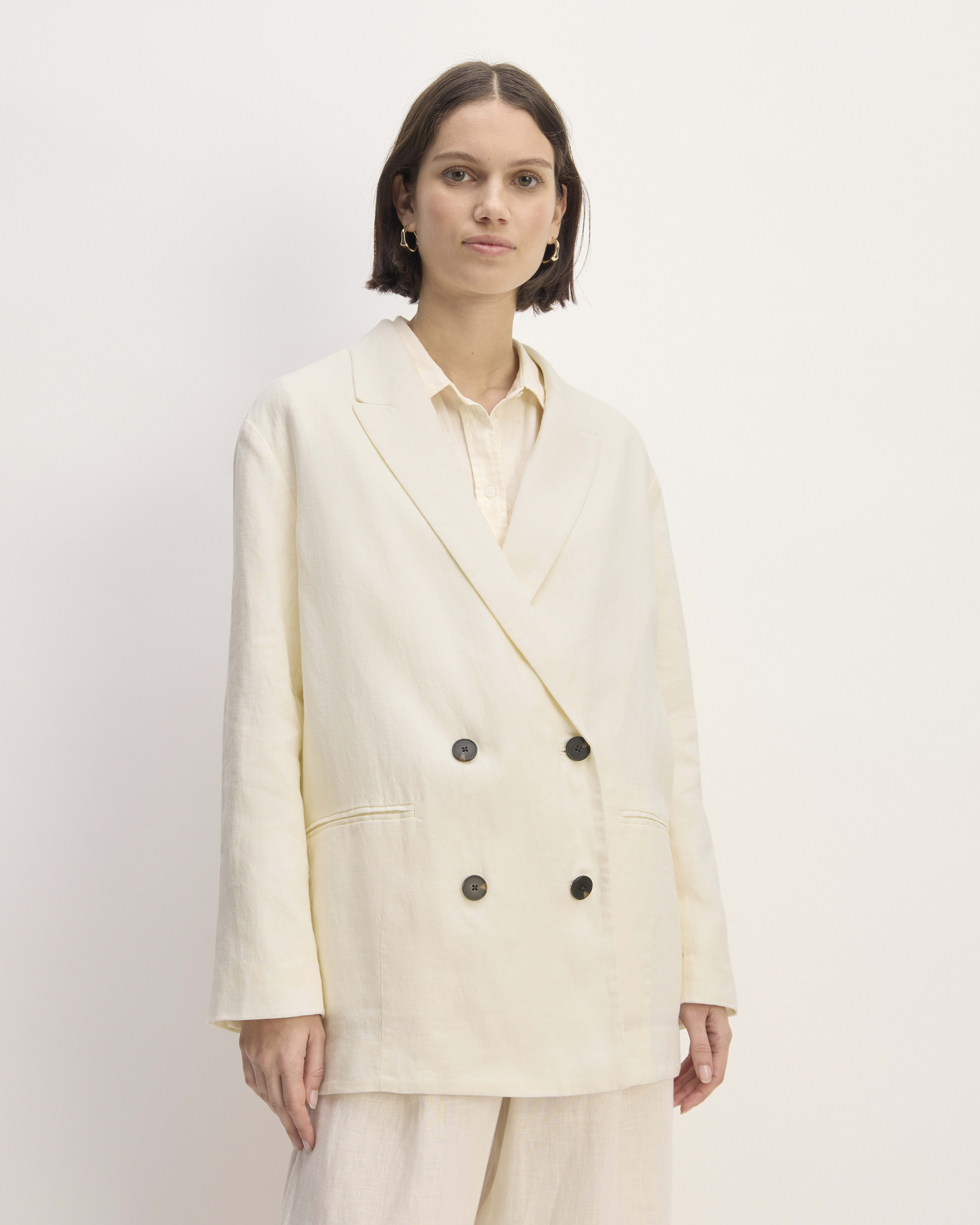 The Linen Double Breasted Blazer Bone – Everlane