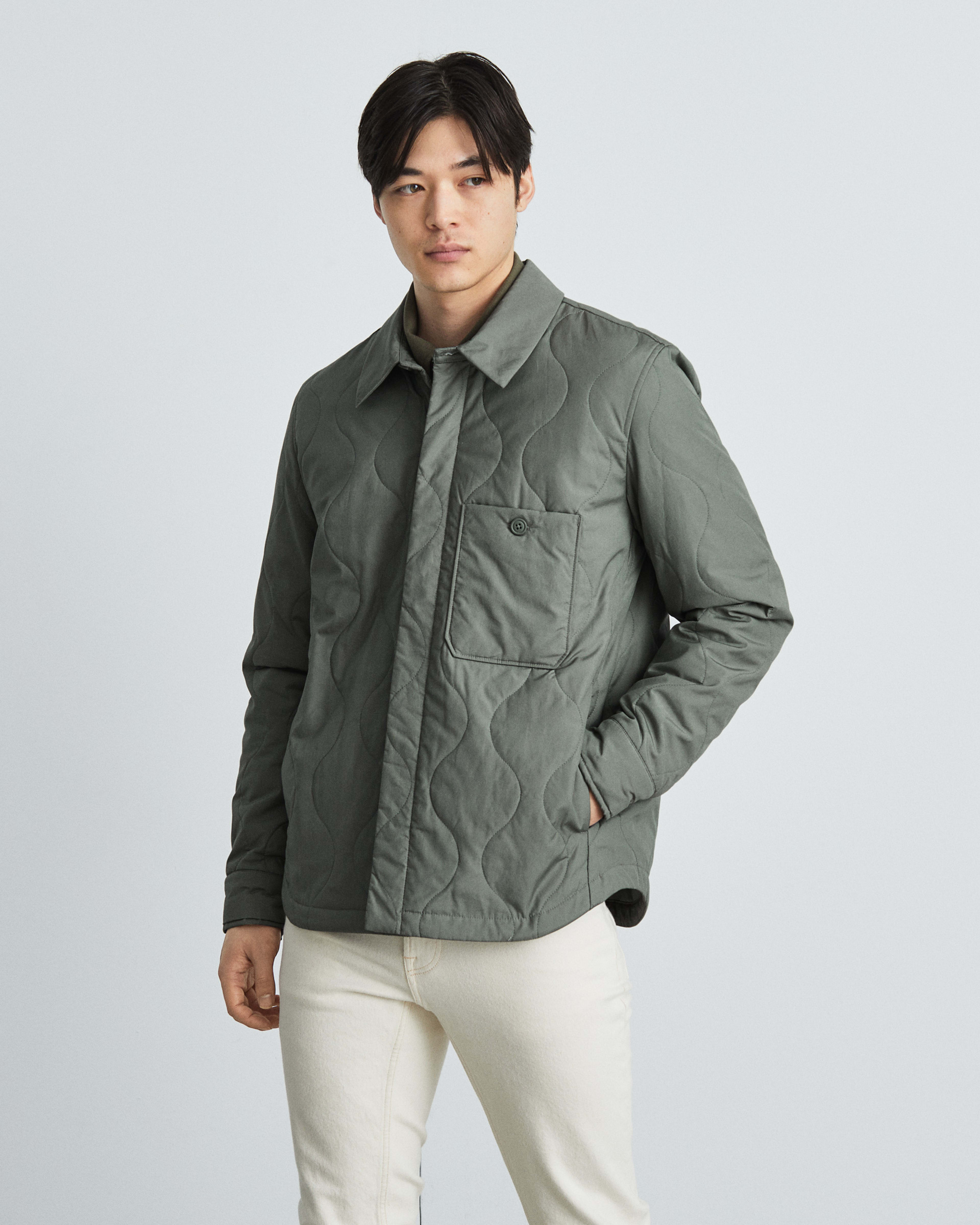 The ReNew Quilted Liner Jacket Dark Sage Everlane