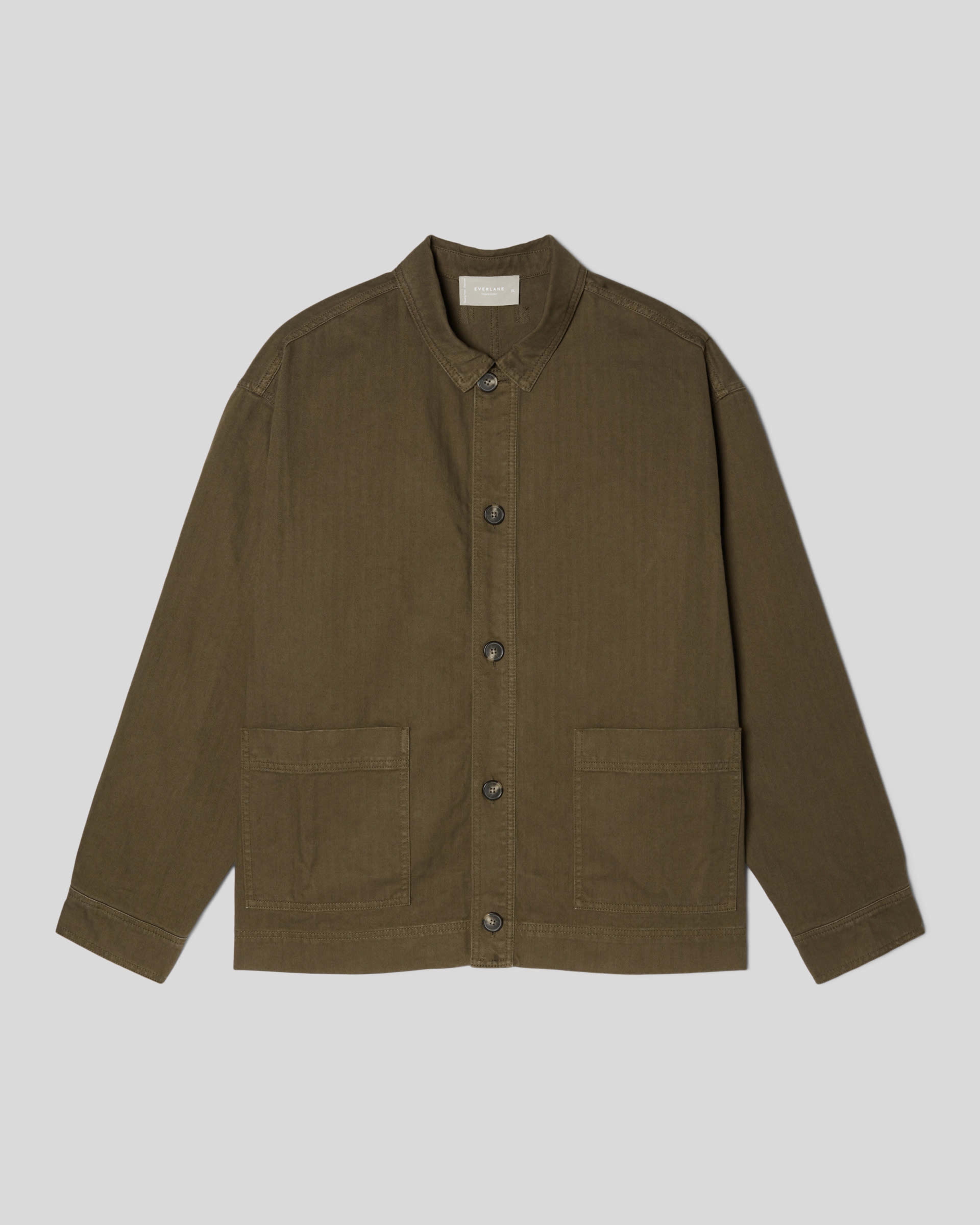 The Organic Cotton Herringbone Utility Jacket Beech Everlane