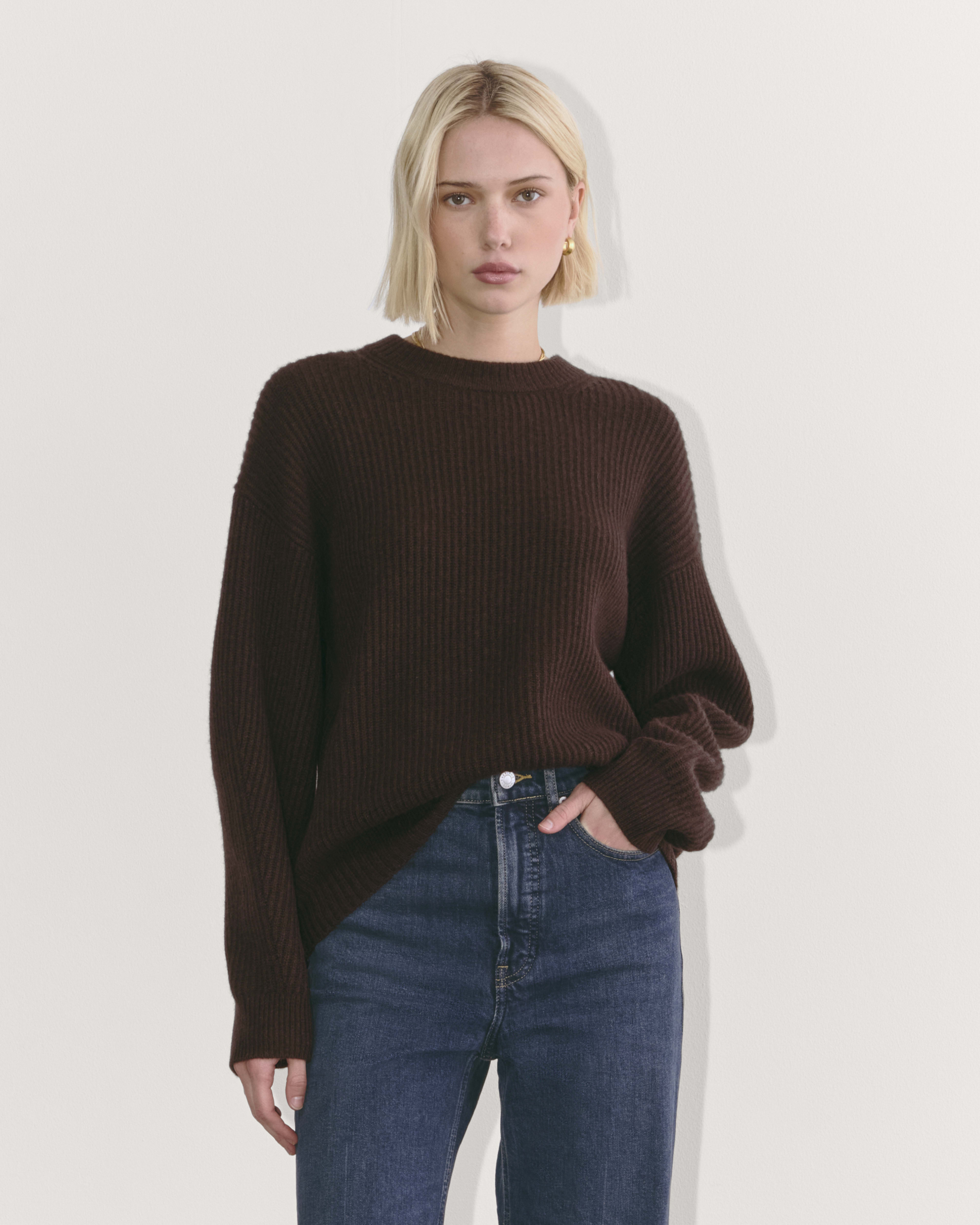 The Classic Crew in Cashmere Heather Charcoal Everlane