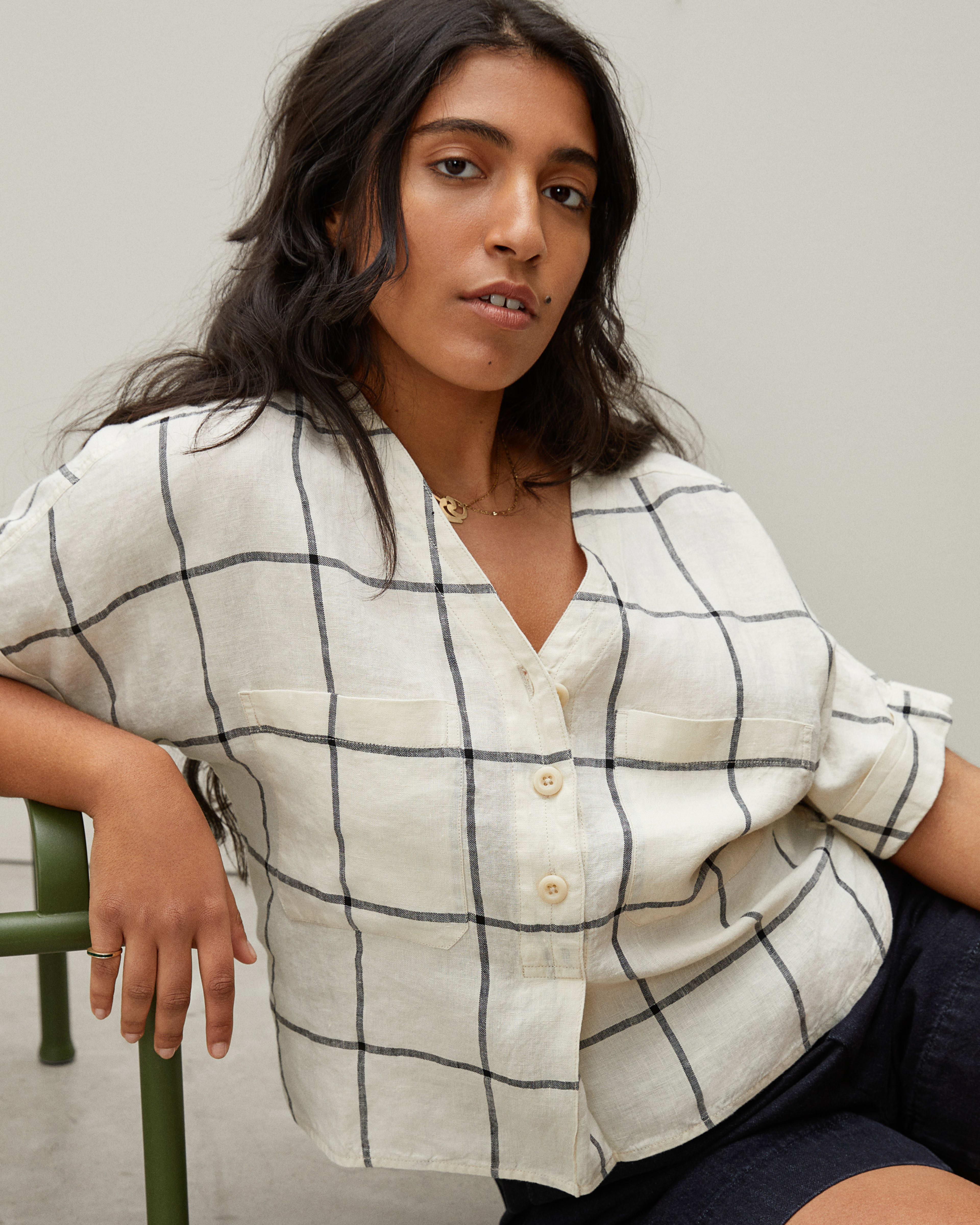 The Linen Utility Shirt Canvas Windowpane Everlane