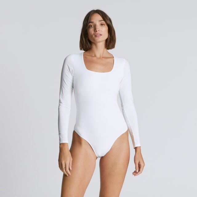 The Long-Sleeve Supima Square-Neck Bodysuit
