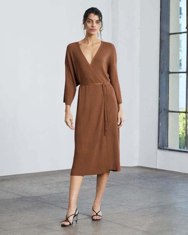 Everlane The Ribbed Wrap Midi Dress
