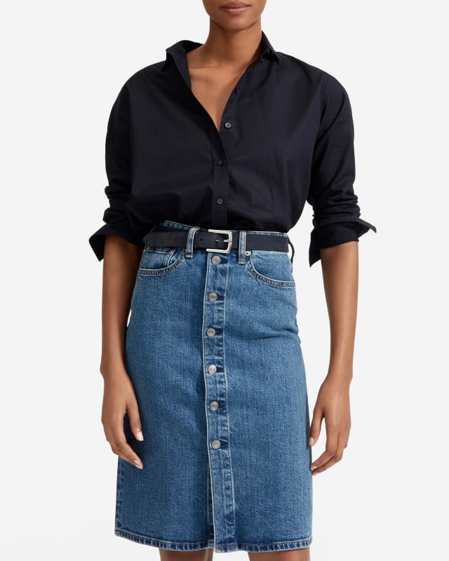 Everlane Denim Button Front Pencil Skirt 