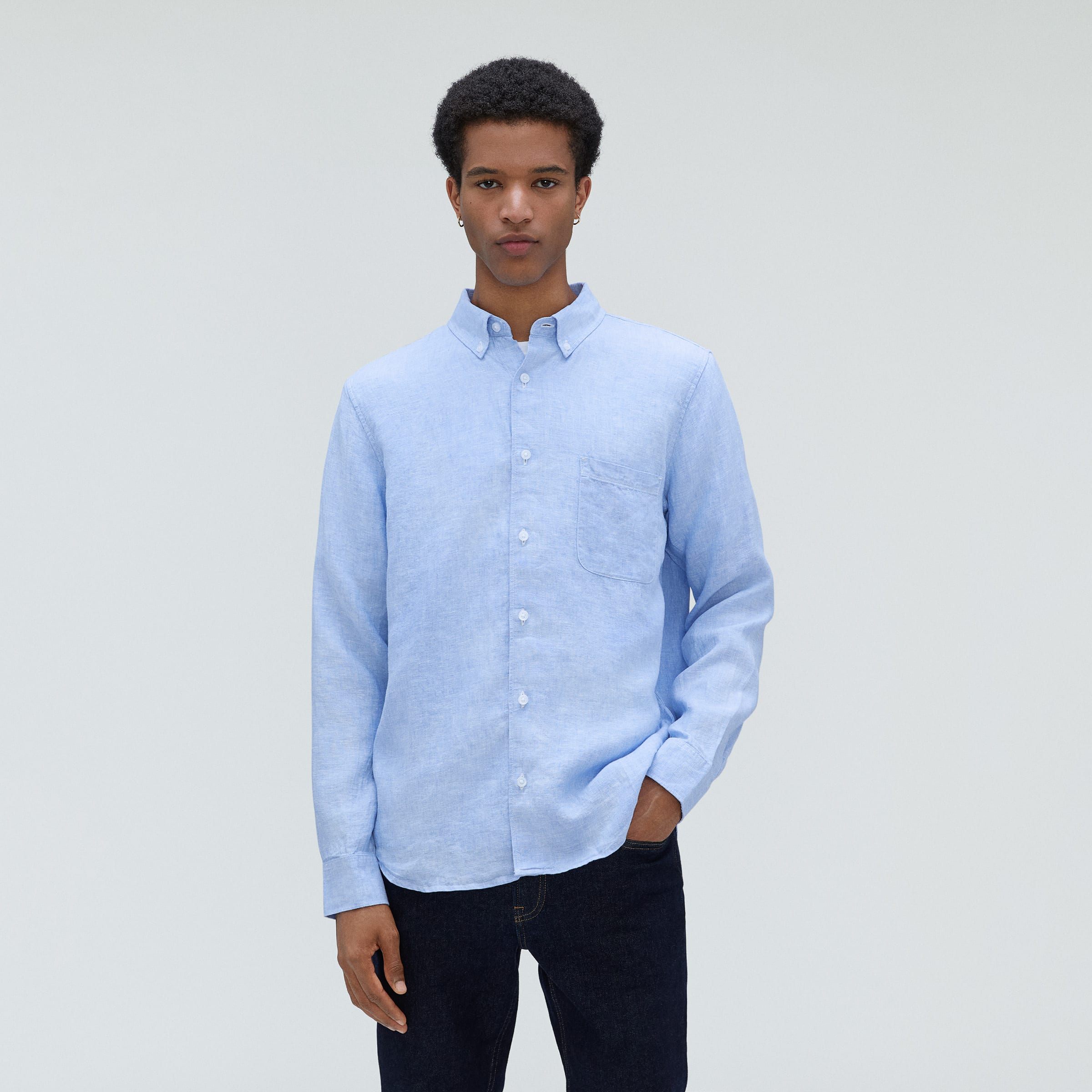 The Linen Standard Fit Shirt Light Blue – Everlane