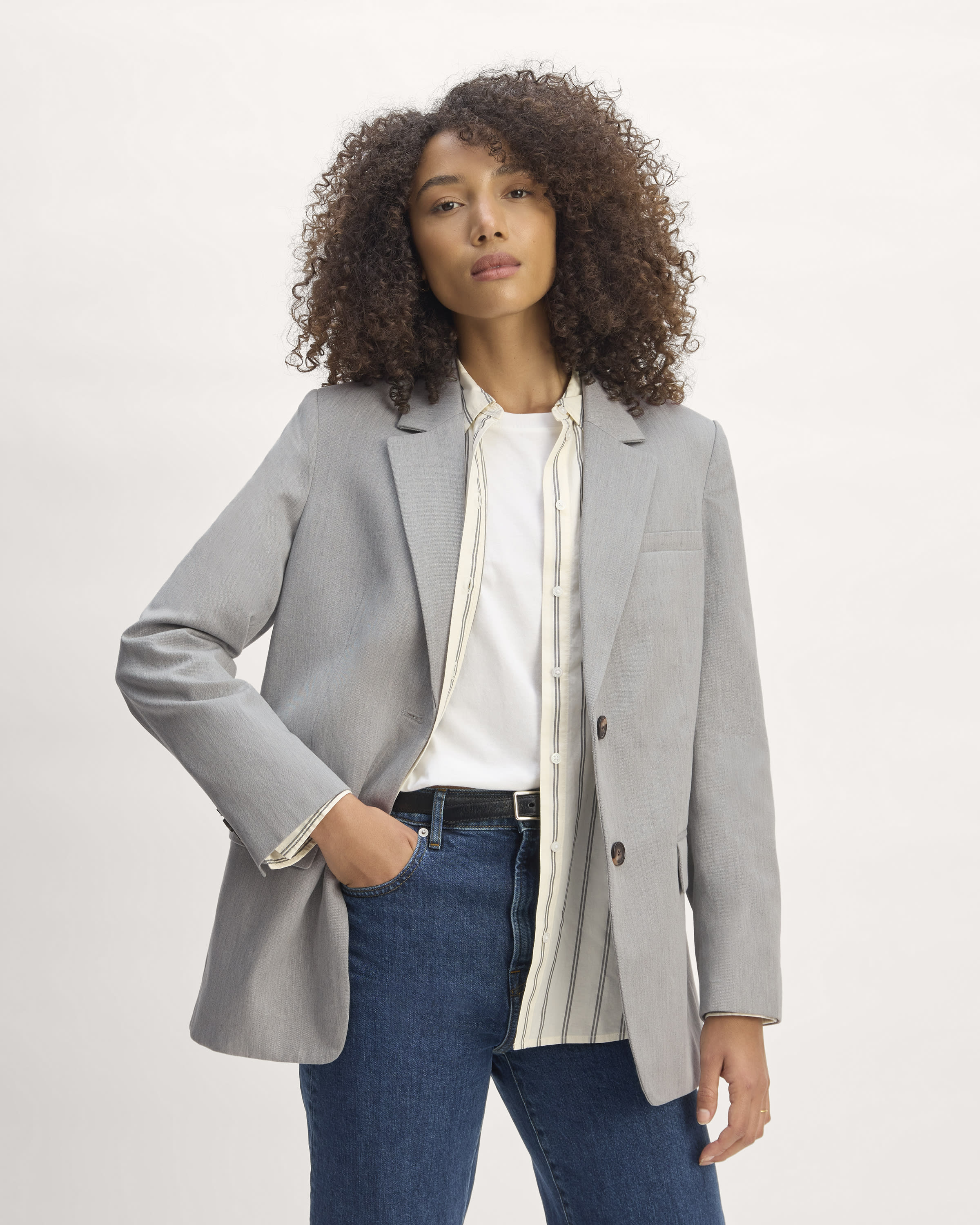 Everlane popular Size 00 Women's Wool Blend The Oversized Blazer In Gray Herringbone