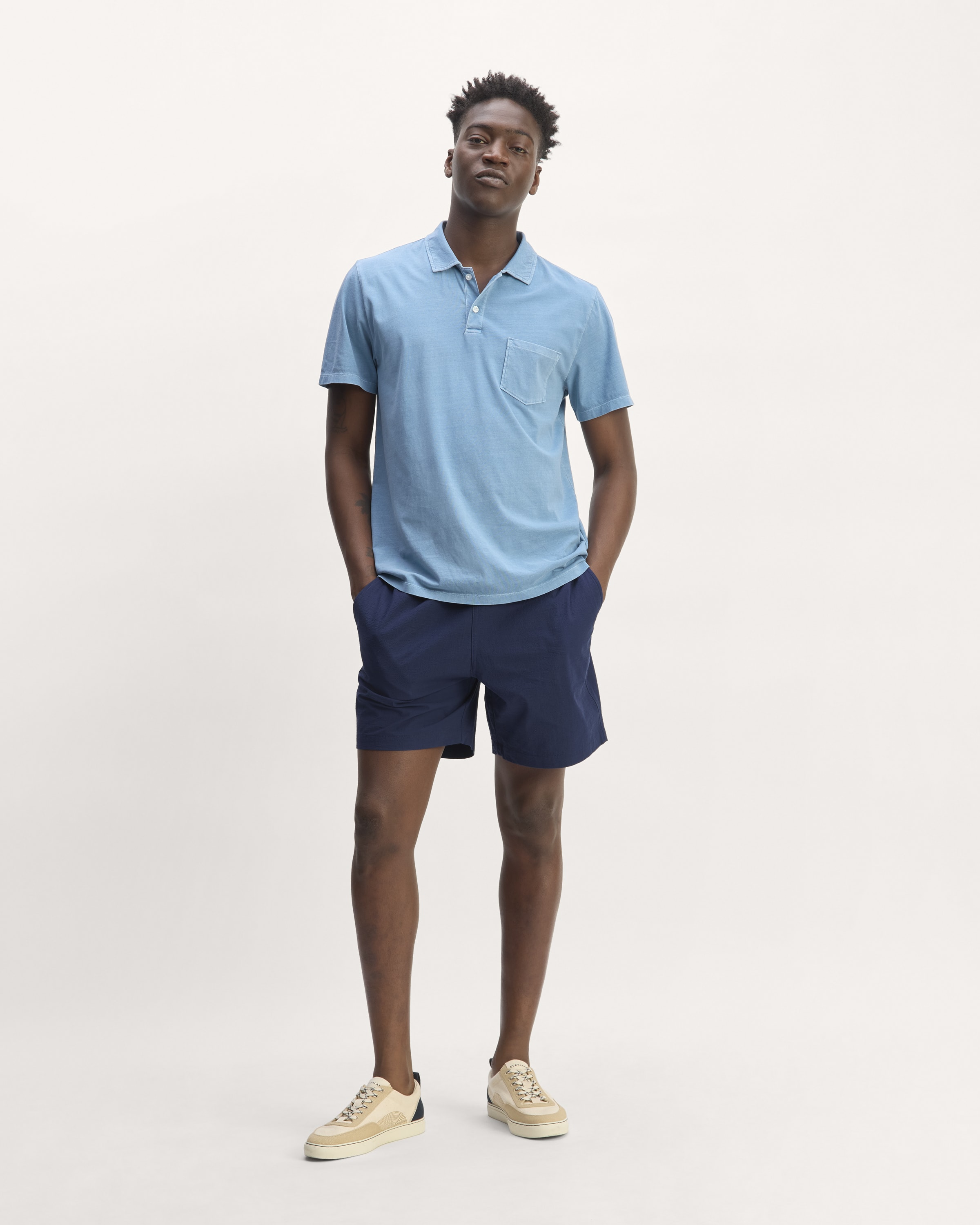 James Short Blue Seersucker