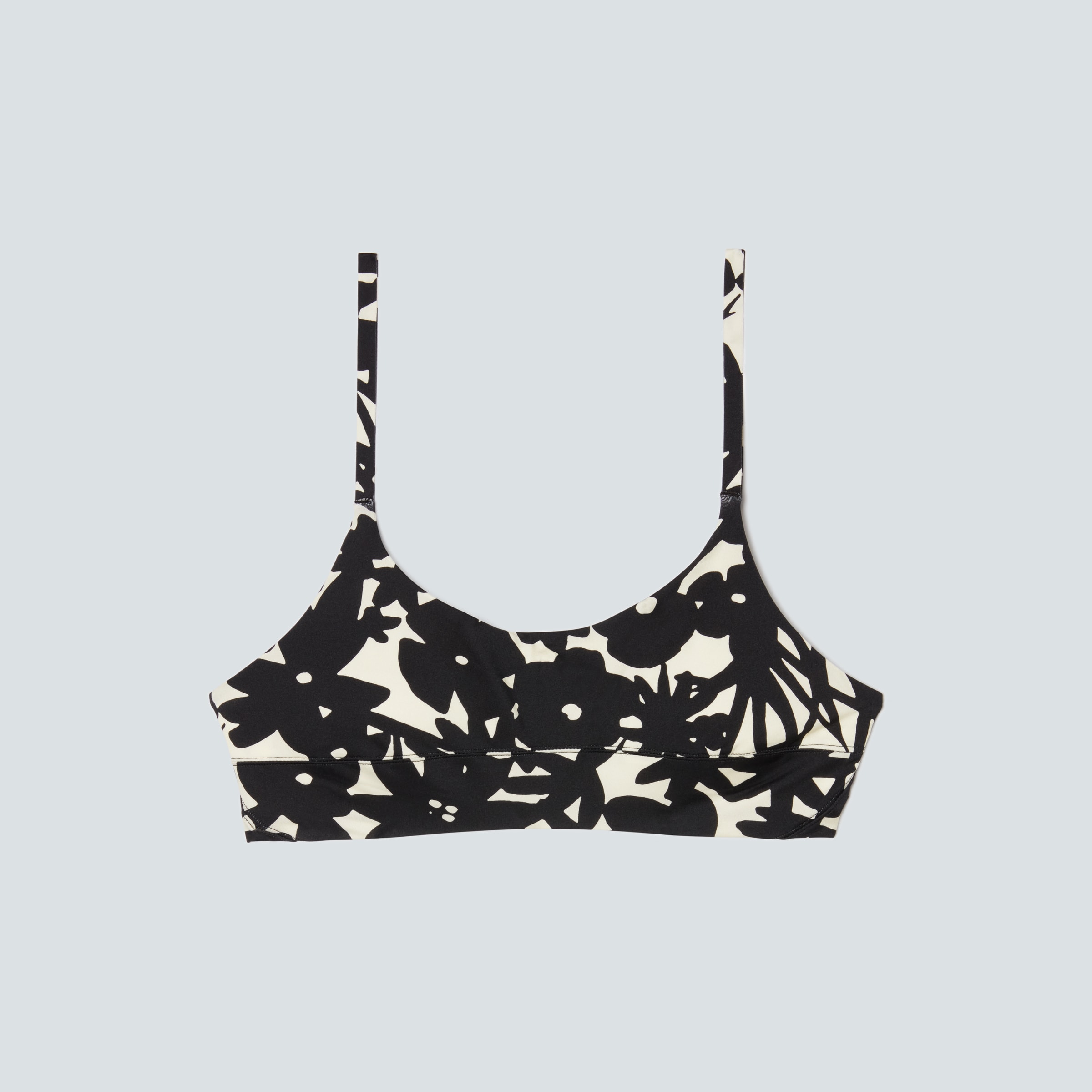 The ScoopNeck Bikini Top Black / Canvas Floral Everlane