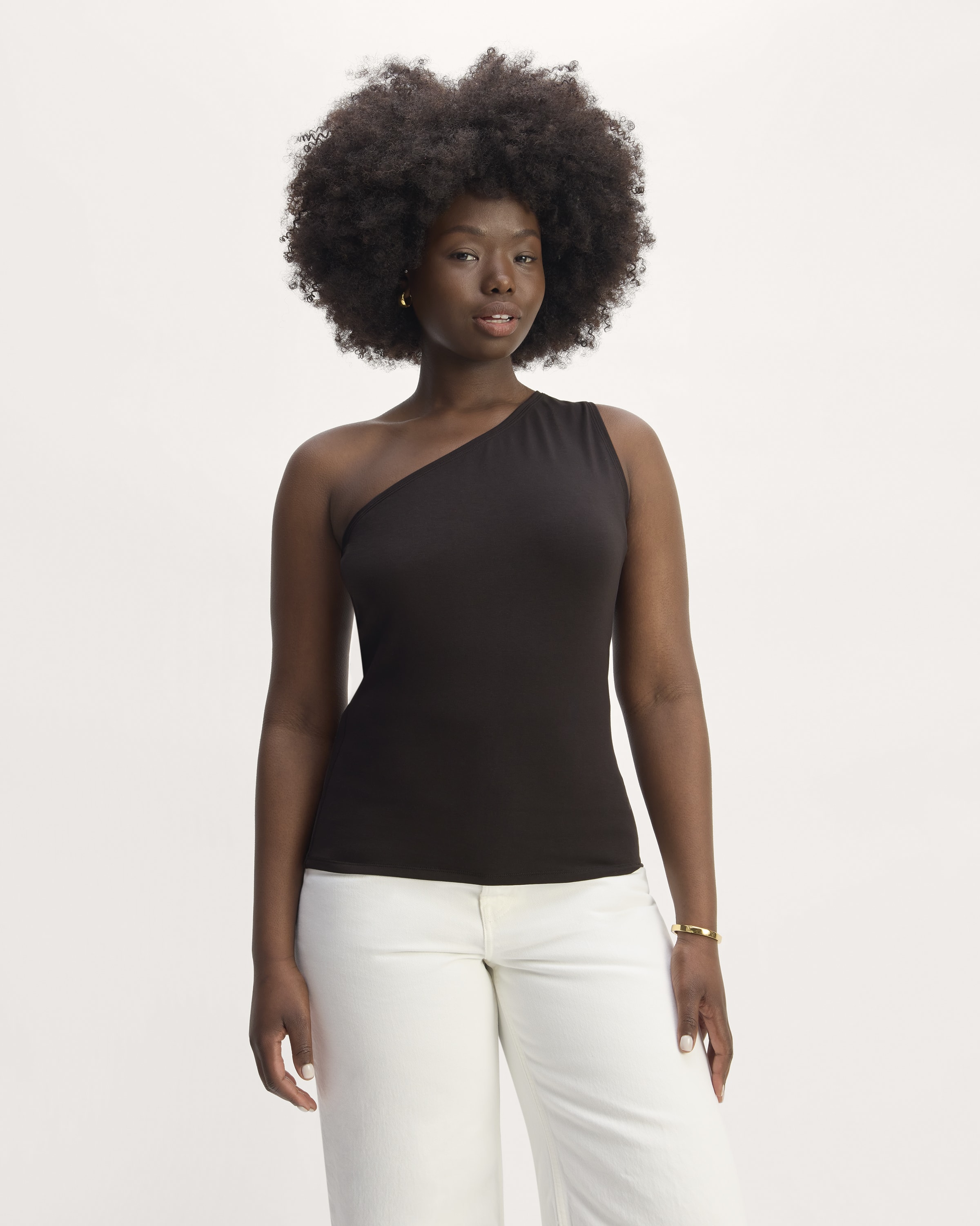 Verica One Shoulder Tank Black