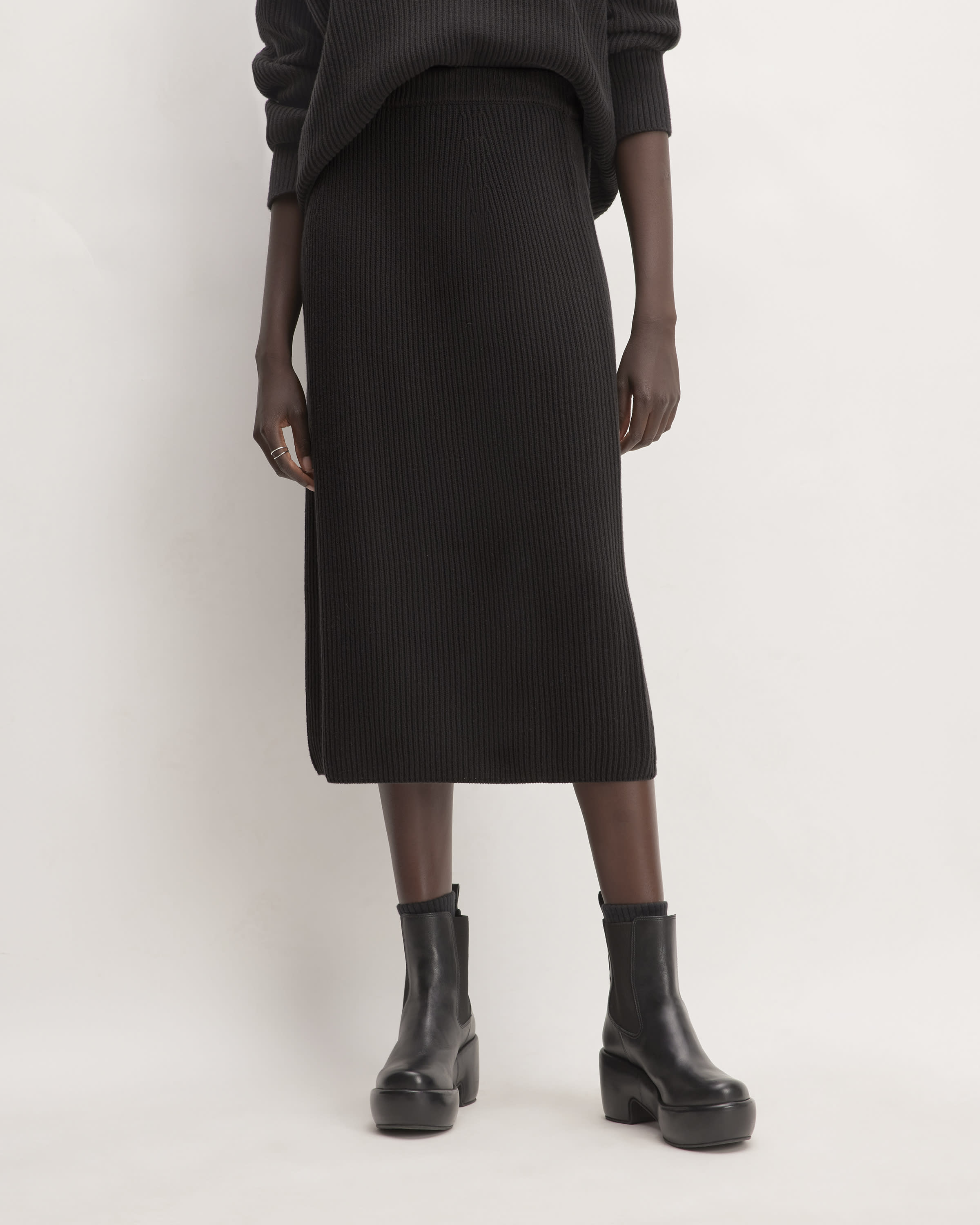 The Organic Cotton Sweater Midi Skirt Black – Everlane