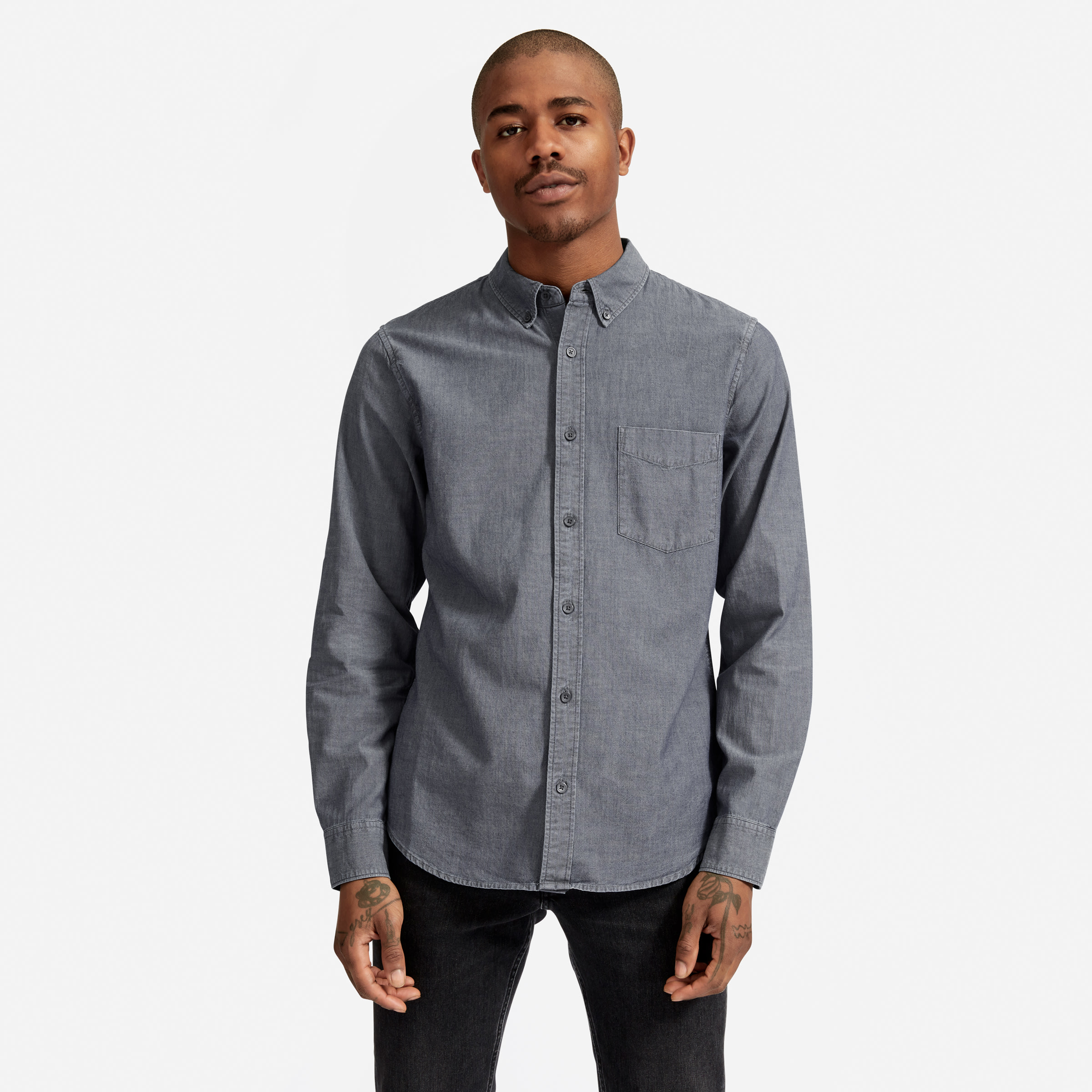 The Chambray Slim Fit Shirt Dark Chambray – Everlane