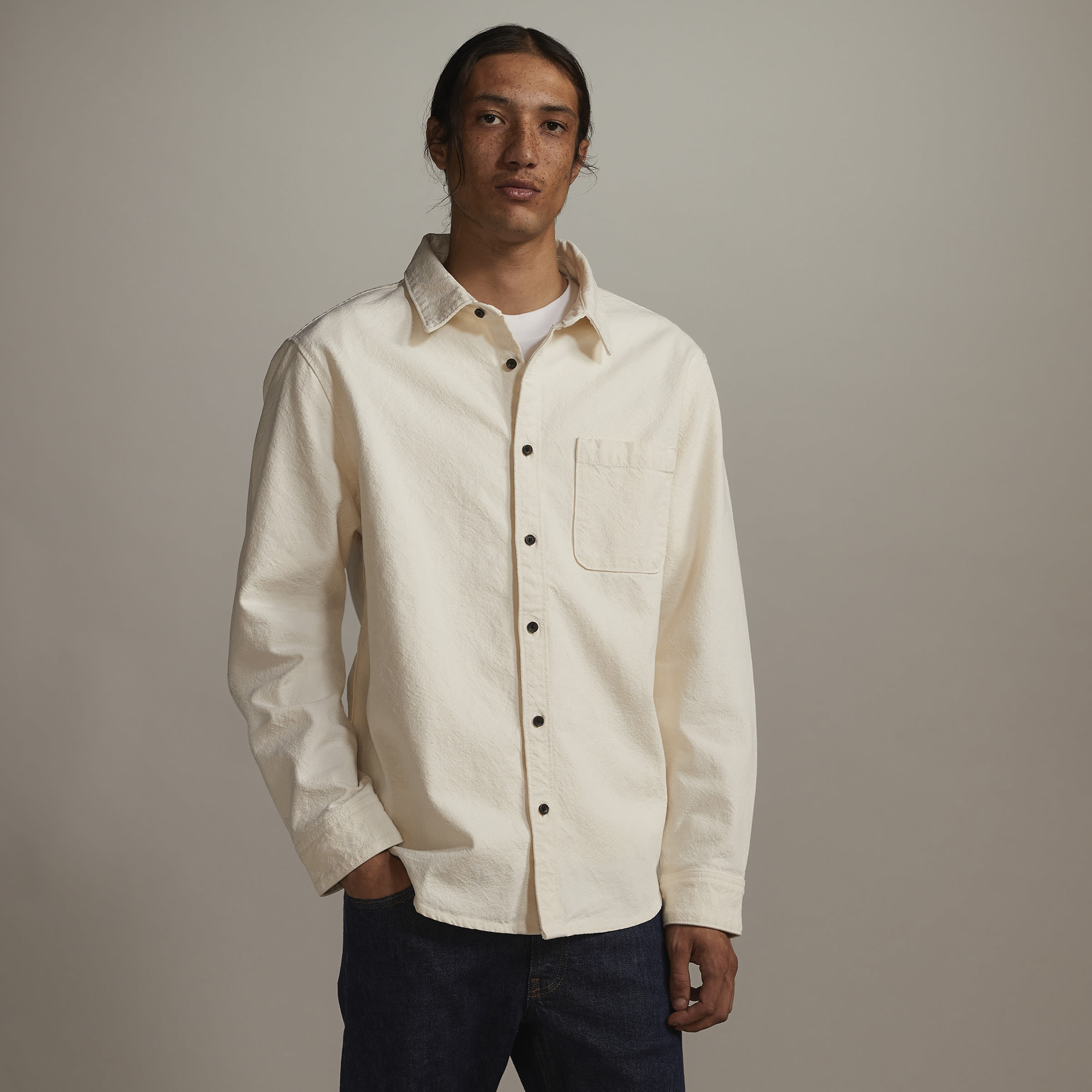 The Canvas Organic Cotton Overshirt Bone – Everlane