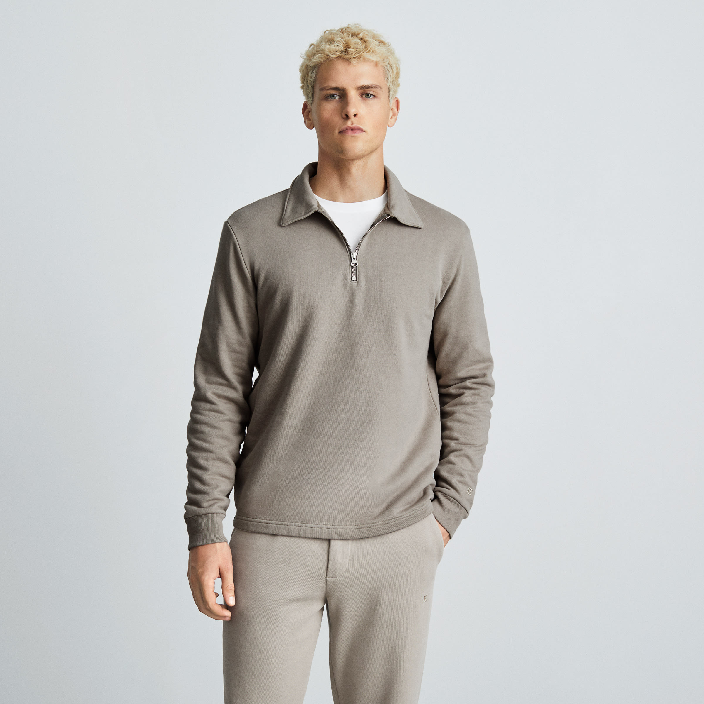 The Track QuarterZip Sweatshirt Warm Grey Everlane
