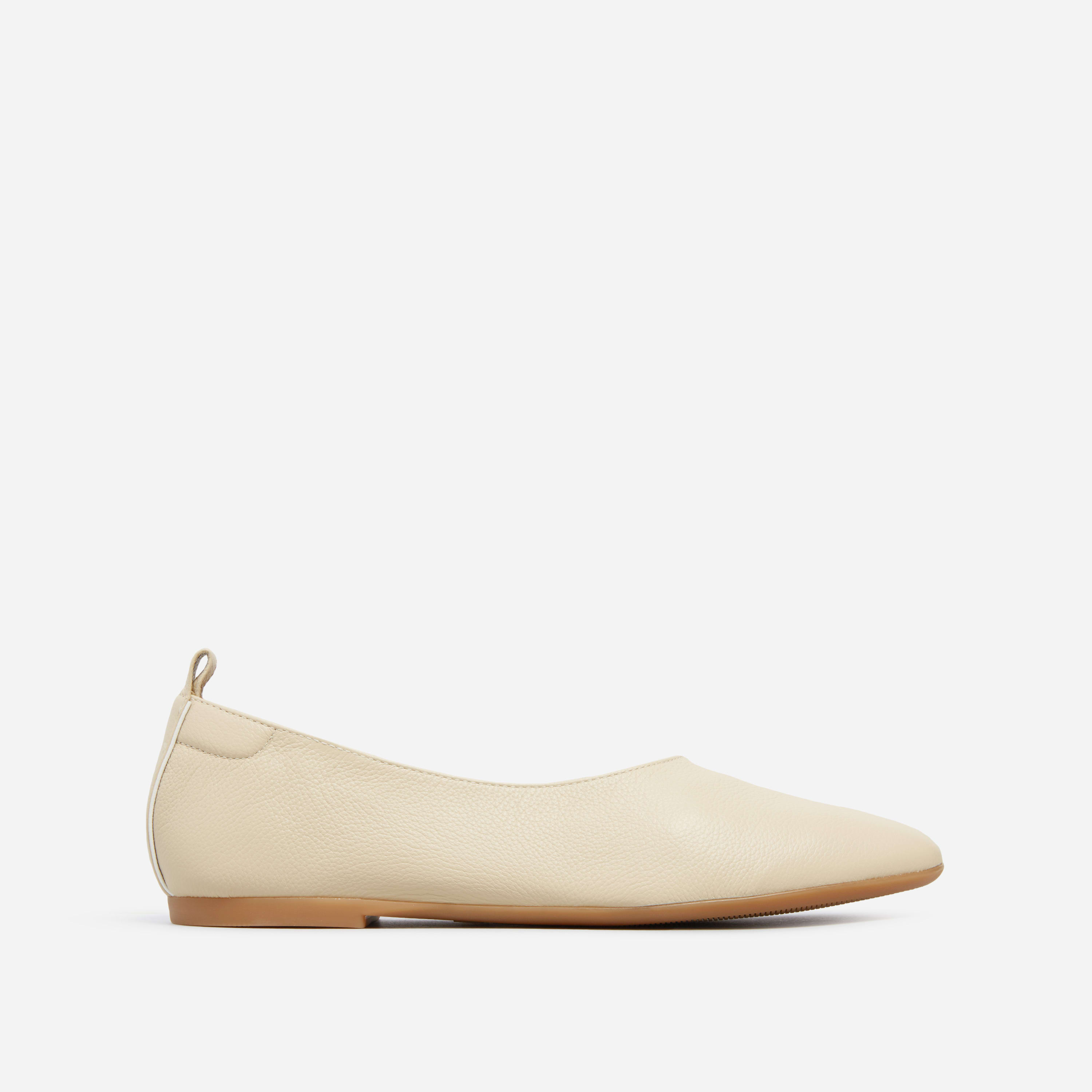 New Everlane Day Glove Italian Leather Ballet Flat Shoes in Birch Size 9