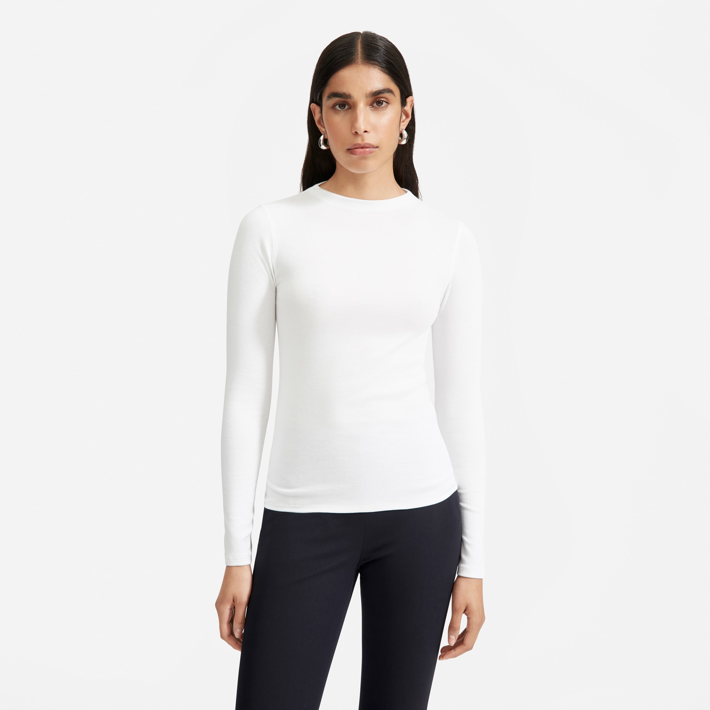 The Pima Micro Rib Funnel Neck White – Everlane