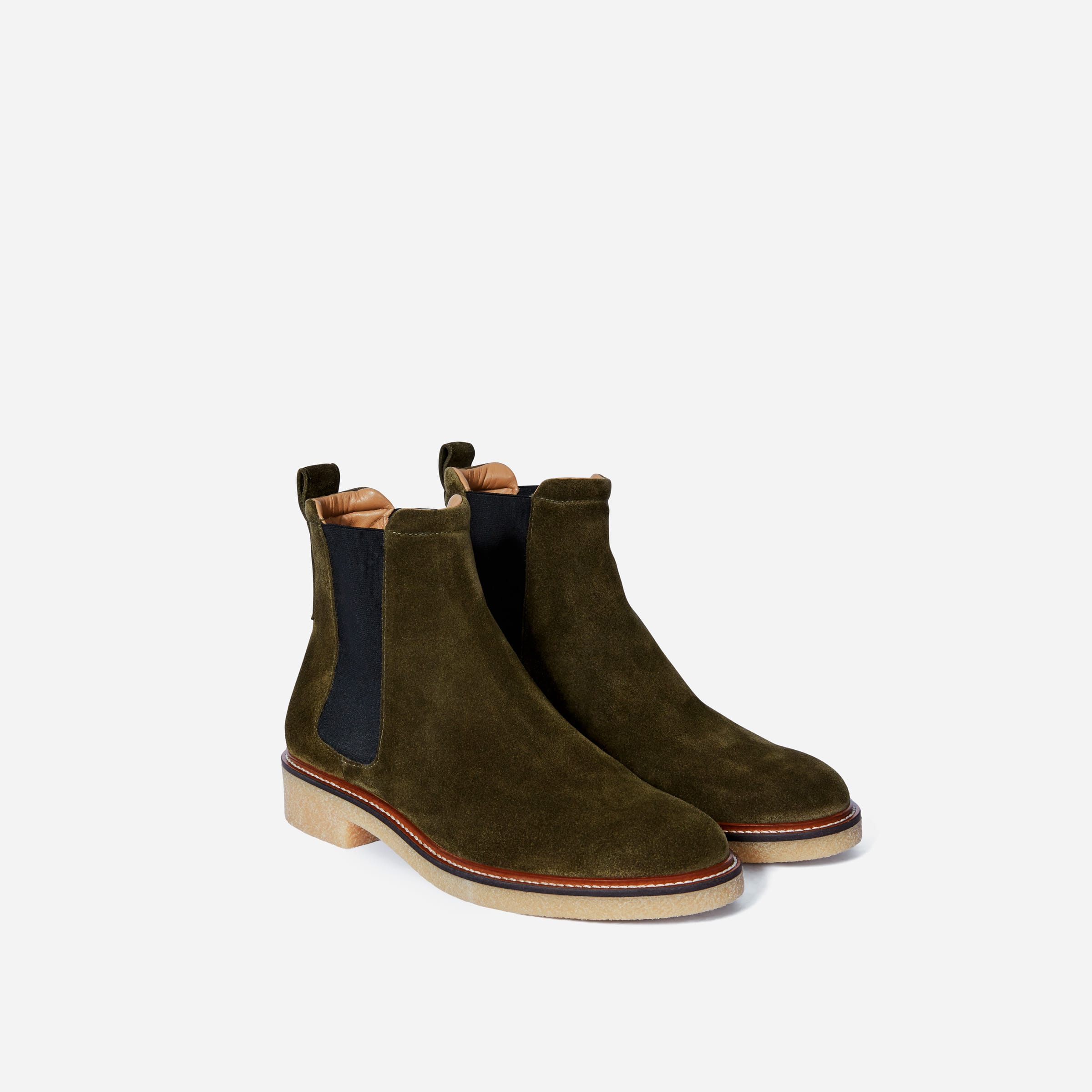The Italian Leather Chelsea Boot Dark Fern Suede Everlane