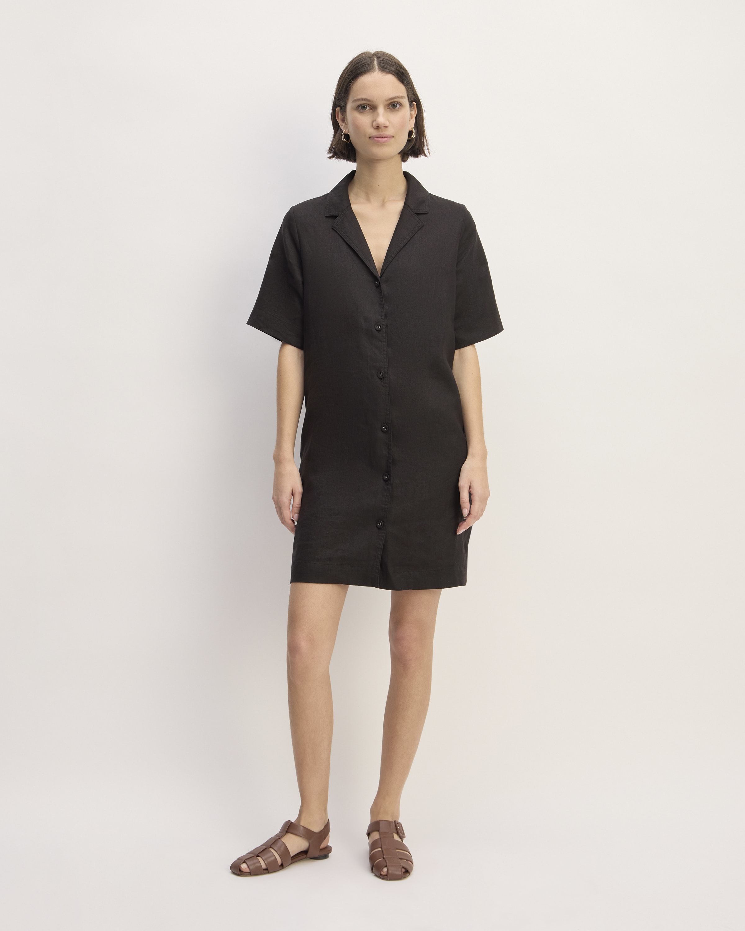 The Shirtdress in Linen Black – Everlane