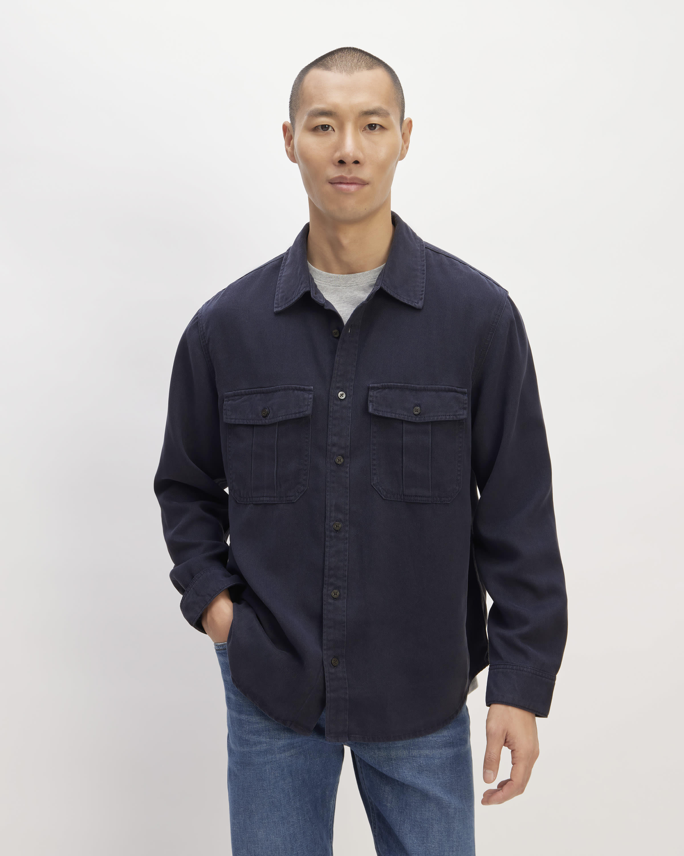 The SuperSoft Utility Shirt Navy – Everlane
