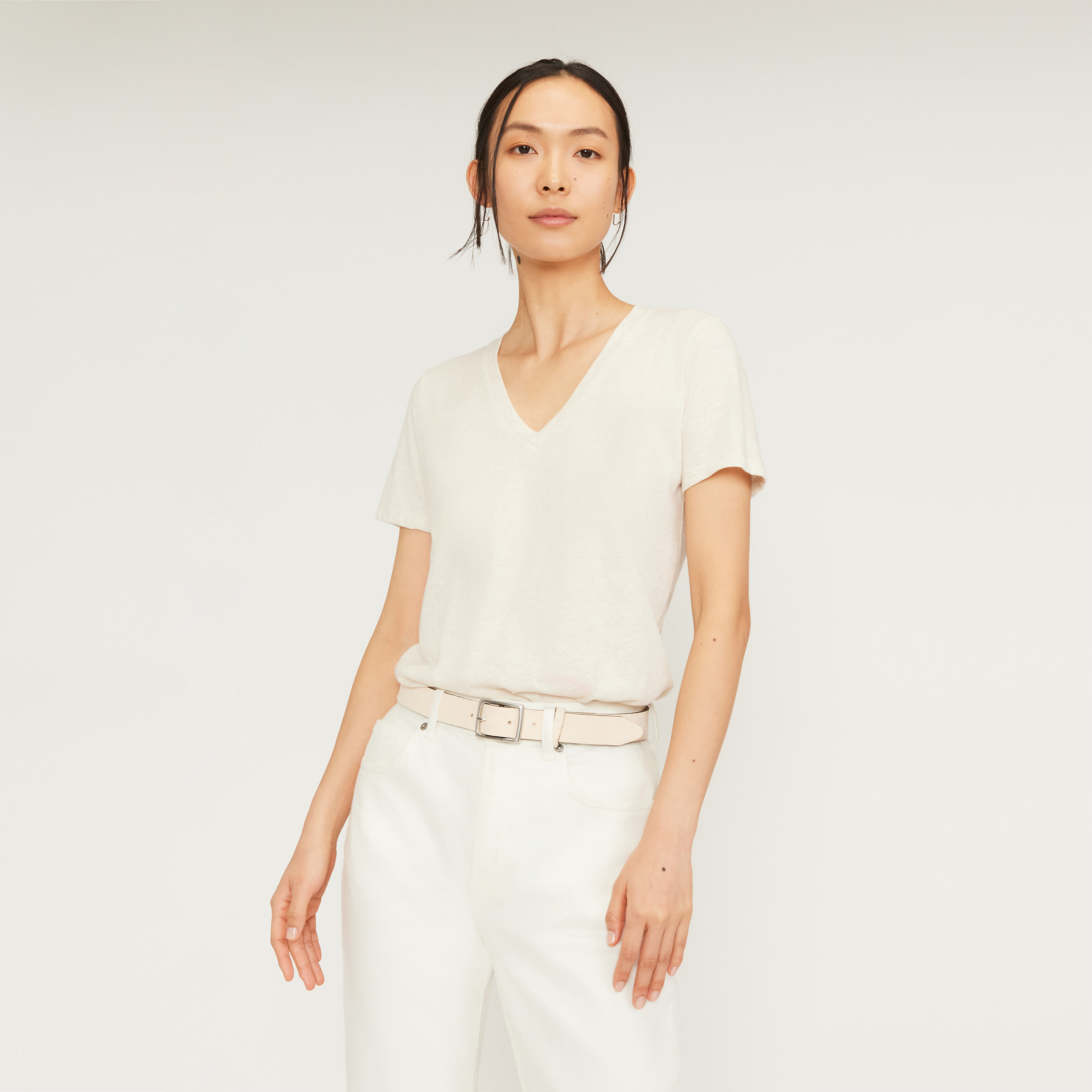 The Organic Cotton VNeck Heathered Oat Everlane