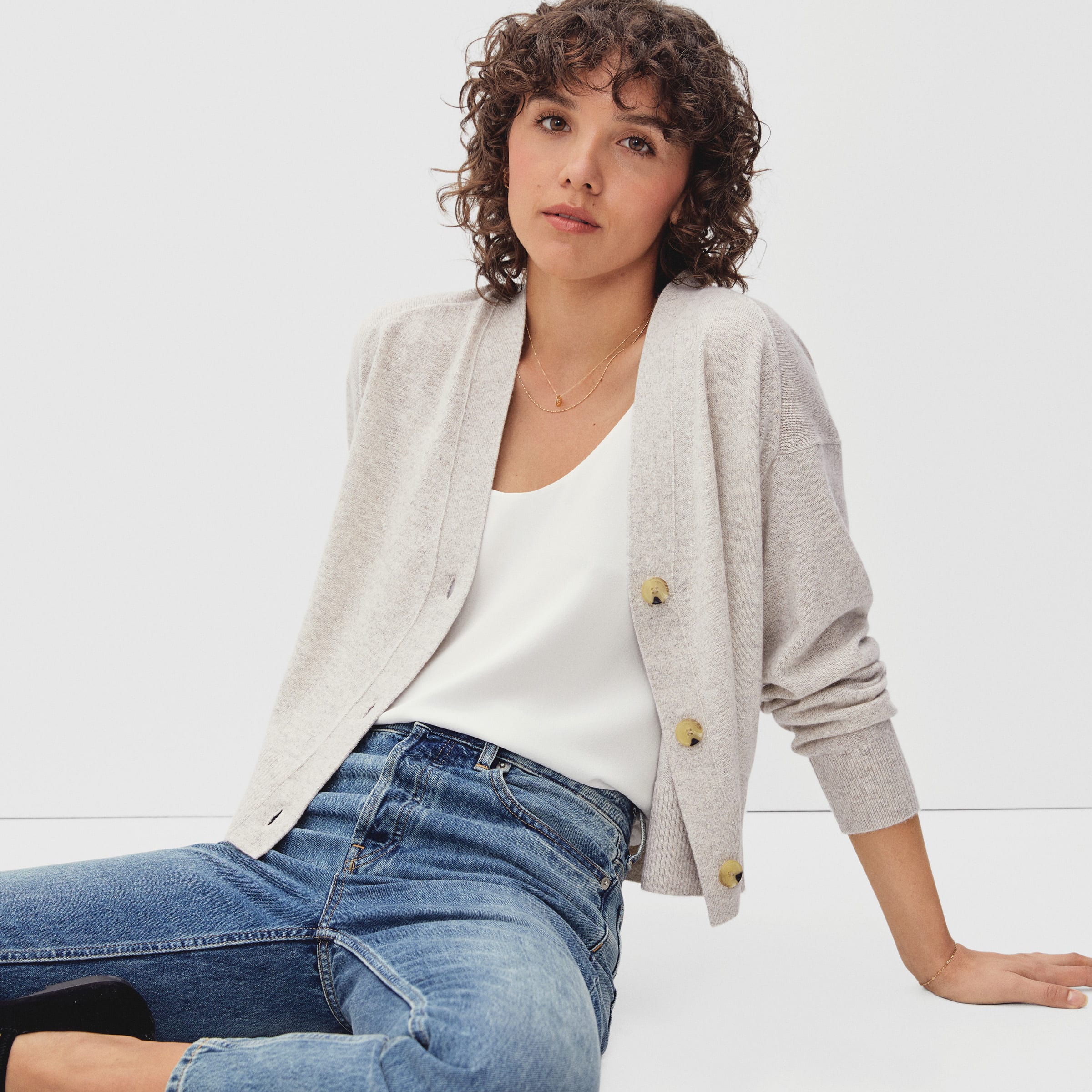 The Cropped Cashmere Cardigan Canvas – Everlane