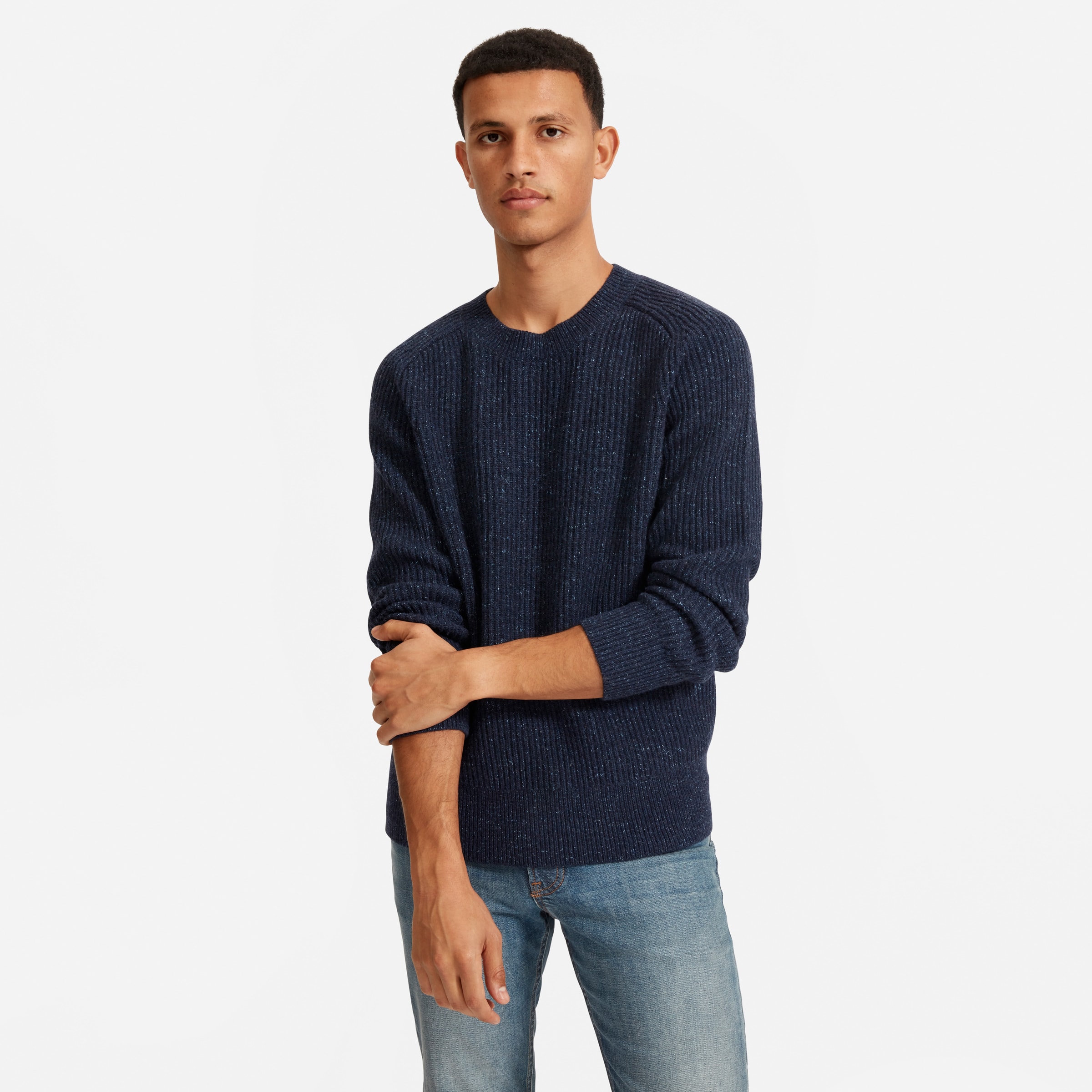 The Tri-Twist Sweater Navy Melange – Everlane
