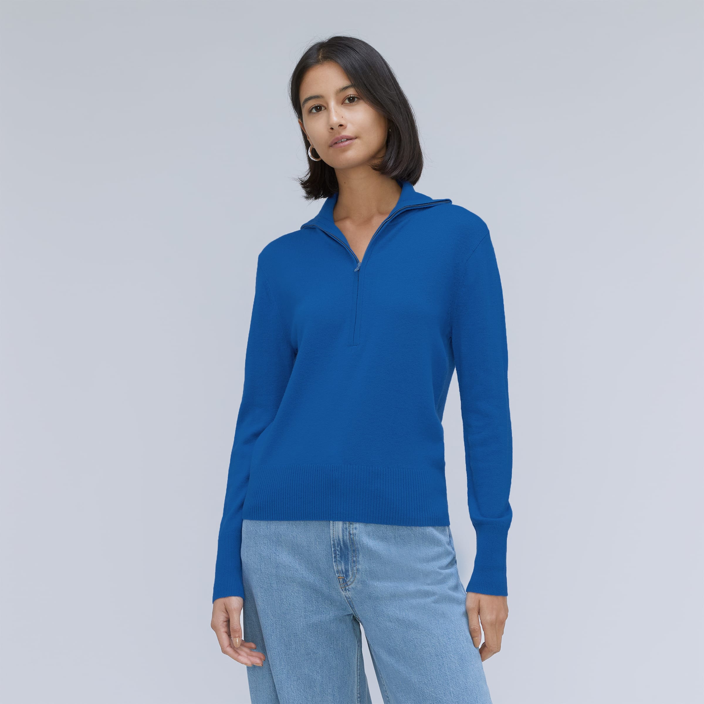 The Luxe Merino Half-Zip Sweater Lapis Blue – Everlane