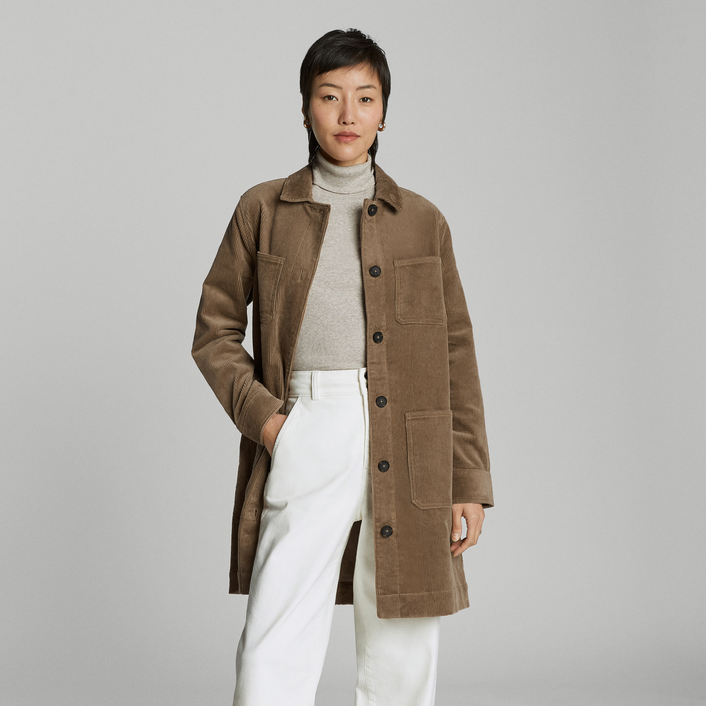The Corduroy Long Shirt Jacket Toasted Coconut Everlane