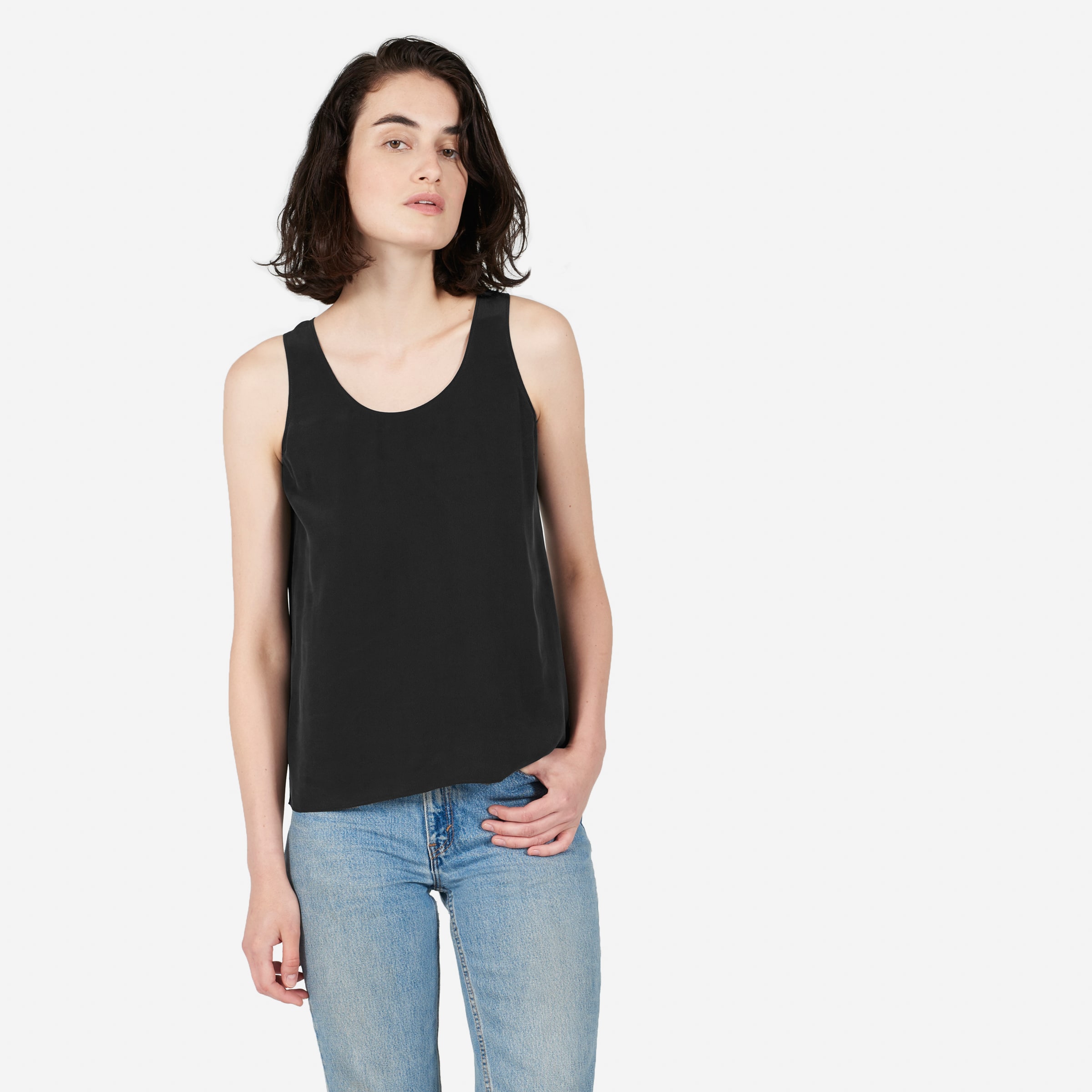 The Silk Tank Black Everlane