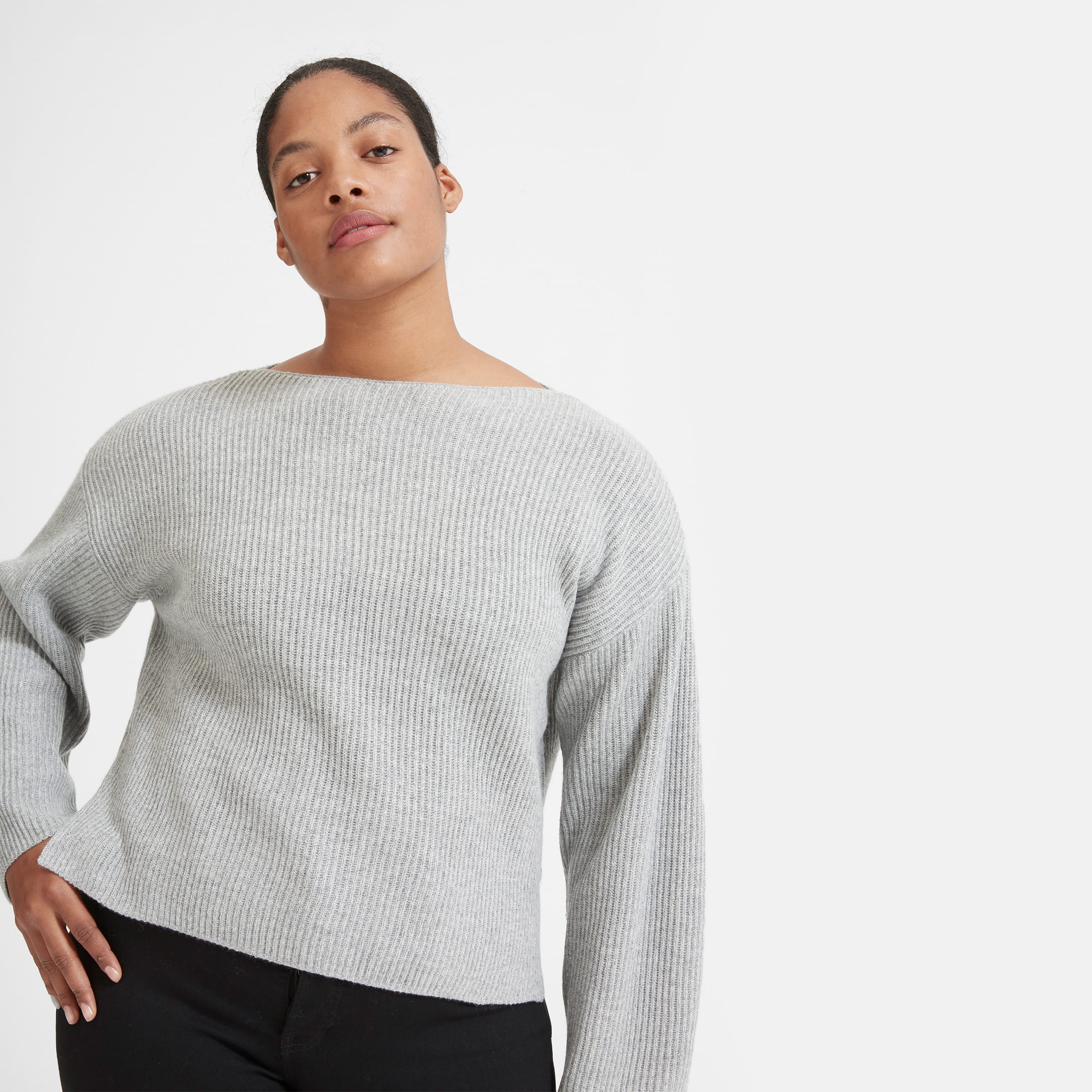 The Cashmere Rib Boatneck Heathered Grey – Everlane