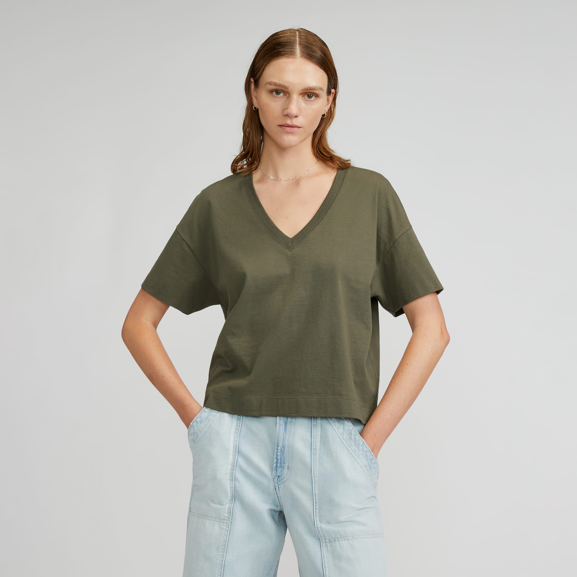 The Organic Cotton Slouchy V-Neck Kalamata – Everlane
