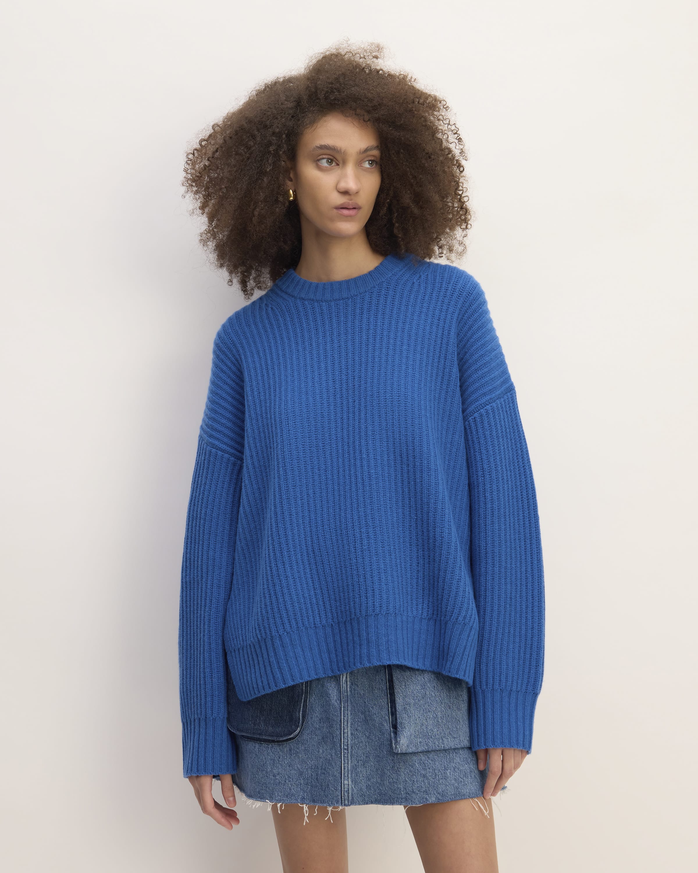 The Everlane x Marques' Almeida Oversized Cashmere Crew Lapis Blue ...