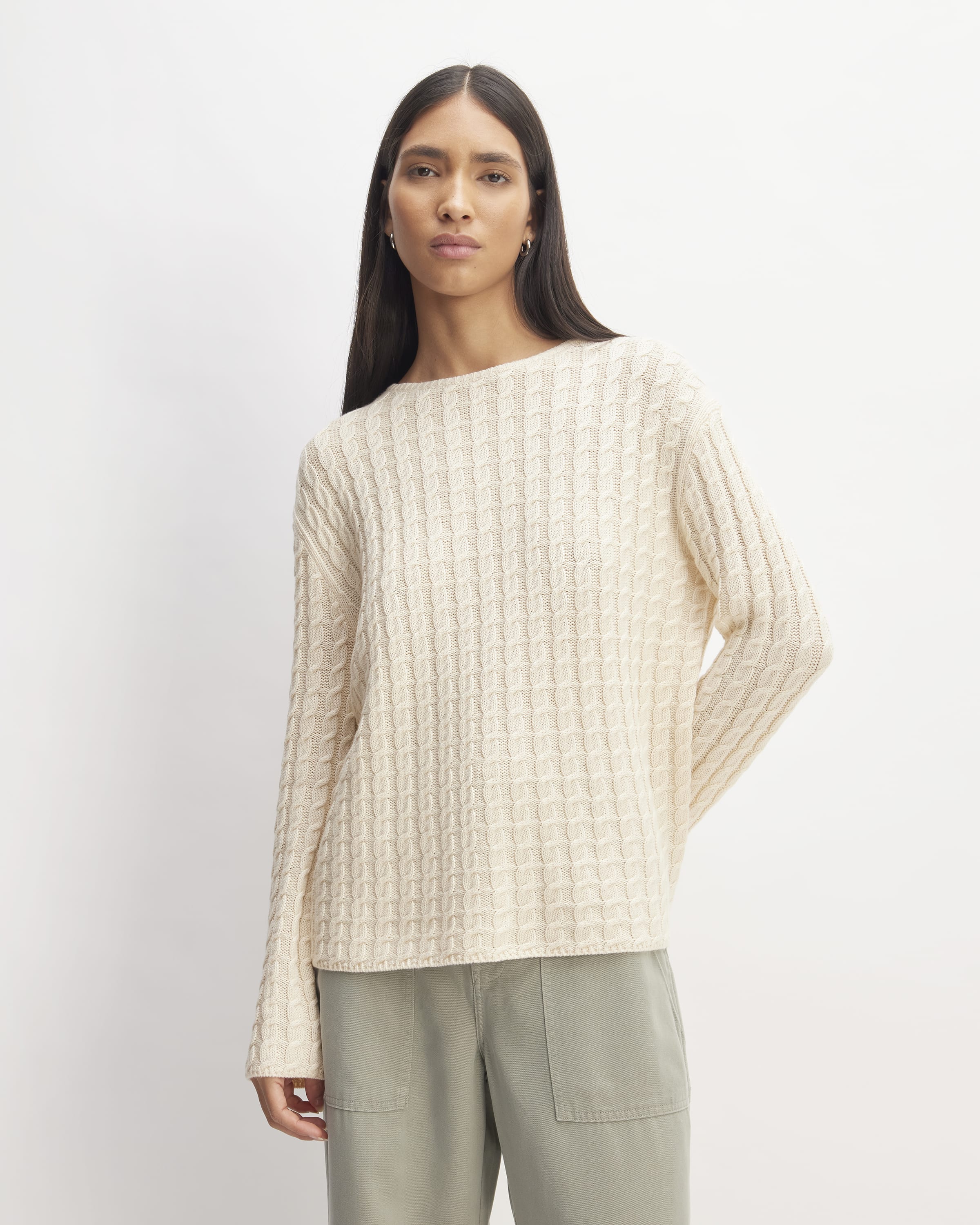 The Cotton Merino Cable Crew Canvas – Everlane