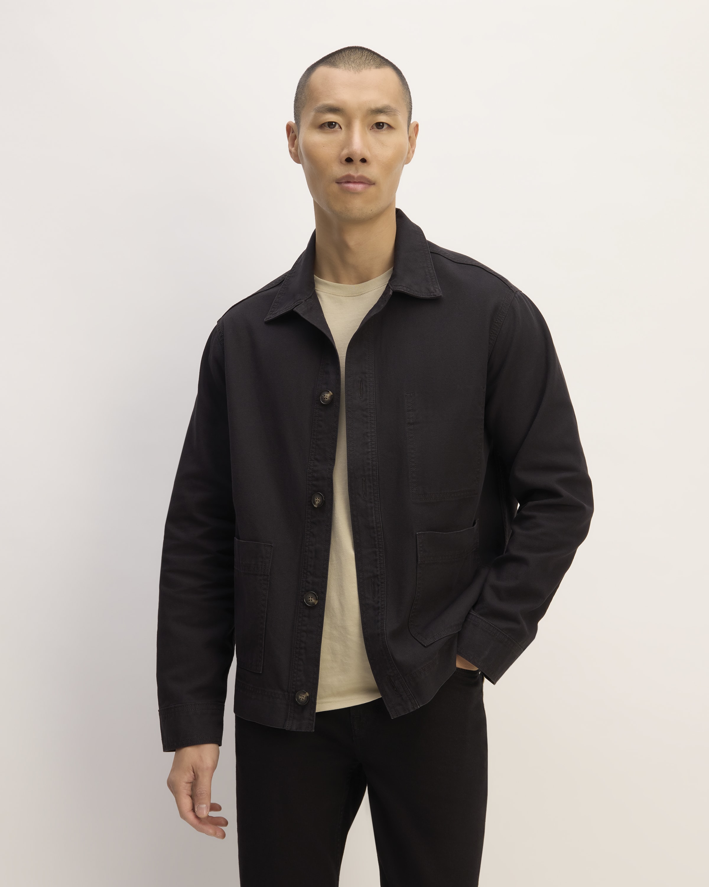 The Organic Cotton Chore Jacket Black – Everlane