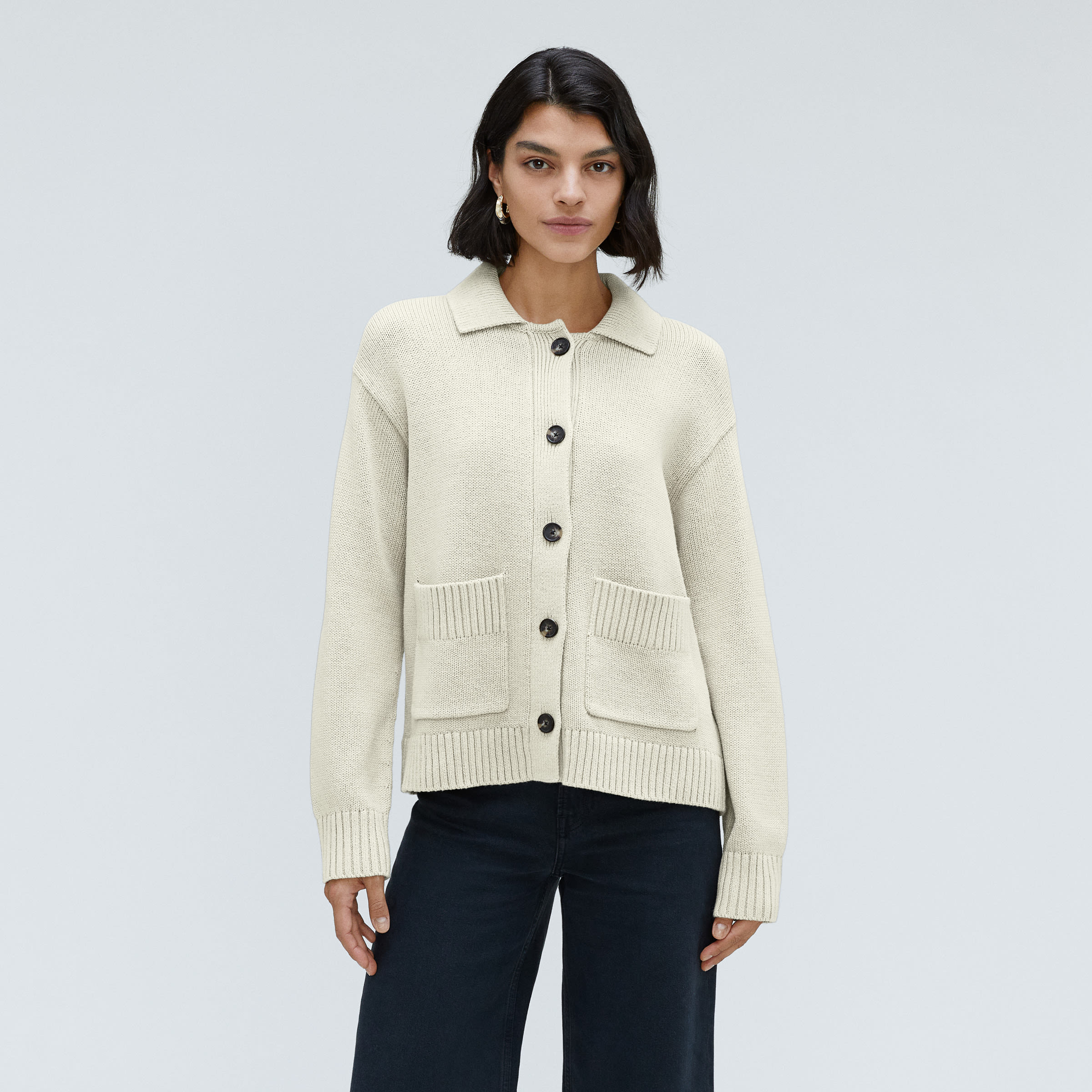 The Cotton Chore Sweater Jacket Canvas – Everlane